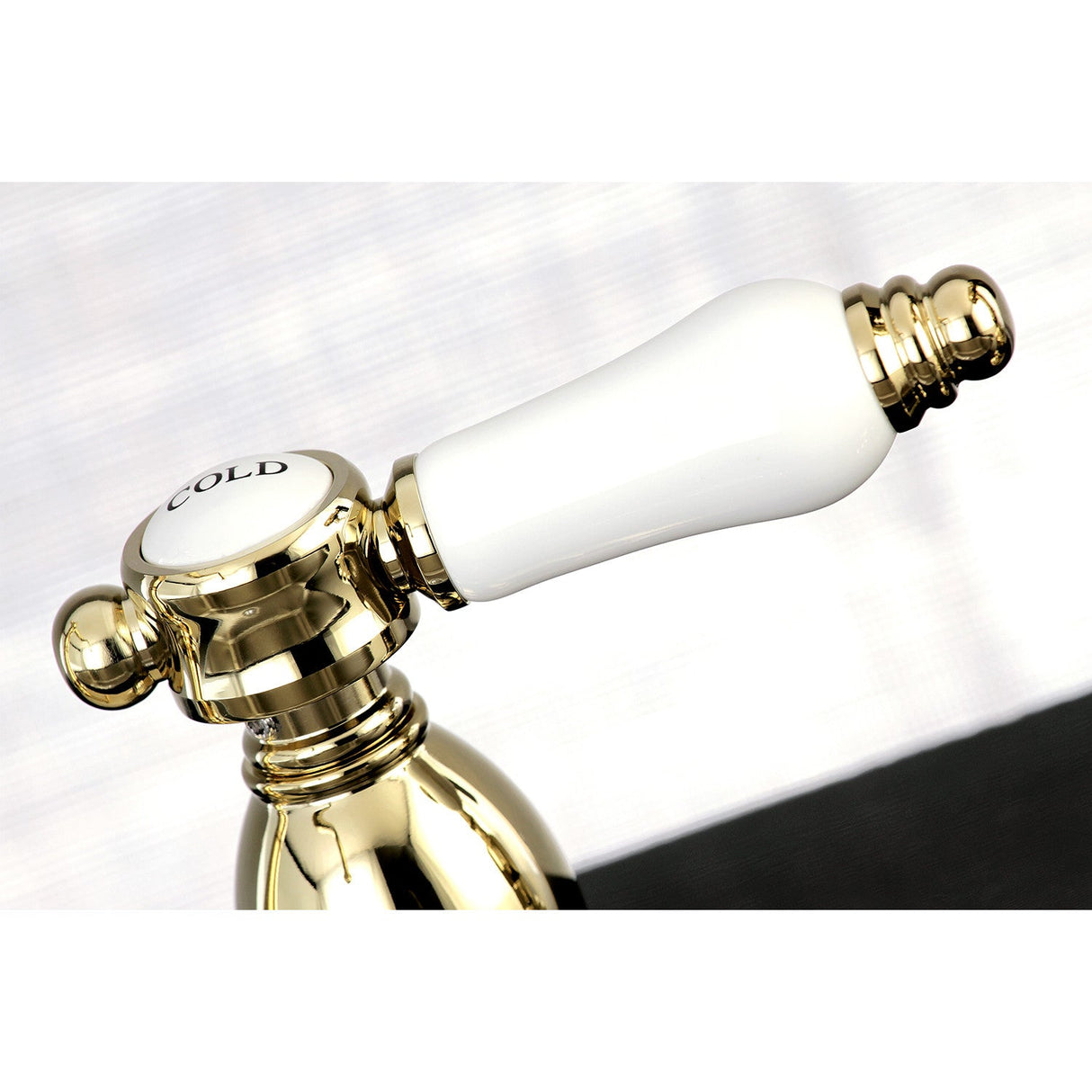 Bel-Air KB1752BPLBS Two-Handle 4-Hole Deck Mount 8" Centerset Kitchen Faucet with Side Sprayer, Polished Brass