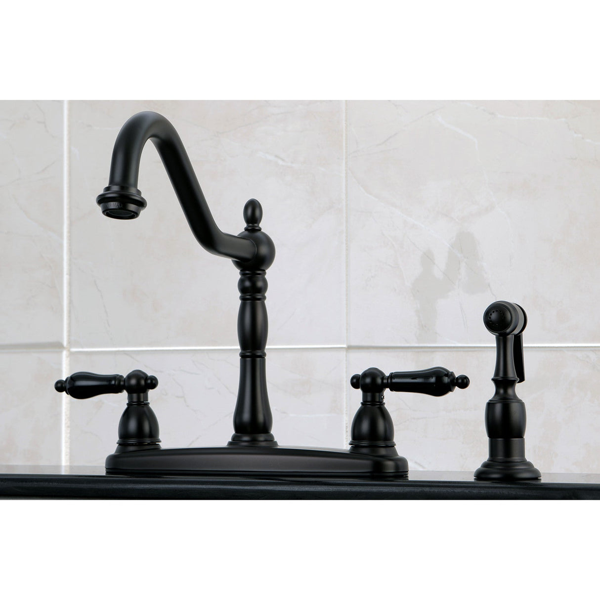 Duchess KB1755PKLBS Two-Handle 4-Hole Deck Mount 8" Centerset Kitchen Faucet with Side Sprayer, Oil Rubbed Bronze