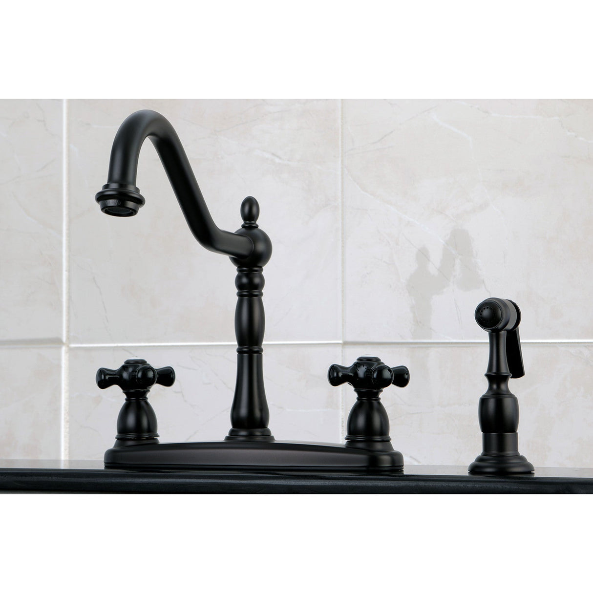 Duchess KB1755PKXBS Two-Handle 4-Hole Deck Mount 8" Centerset Kitchen Faucet with Side Sprayer, Oil Rubbed Bronze