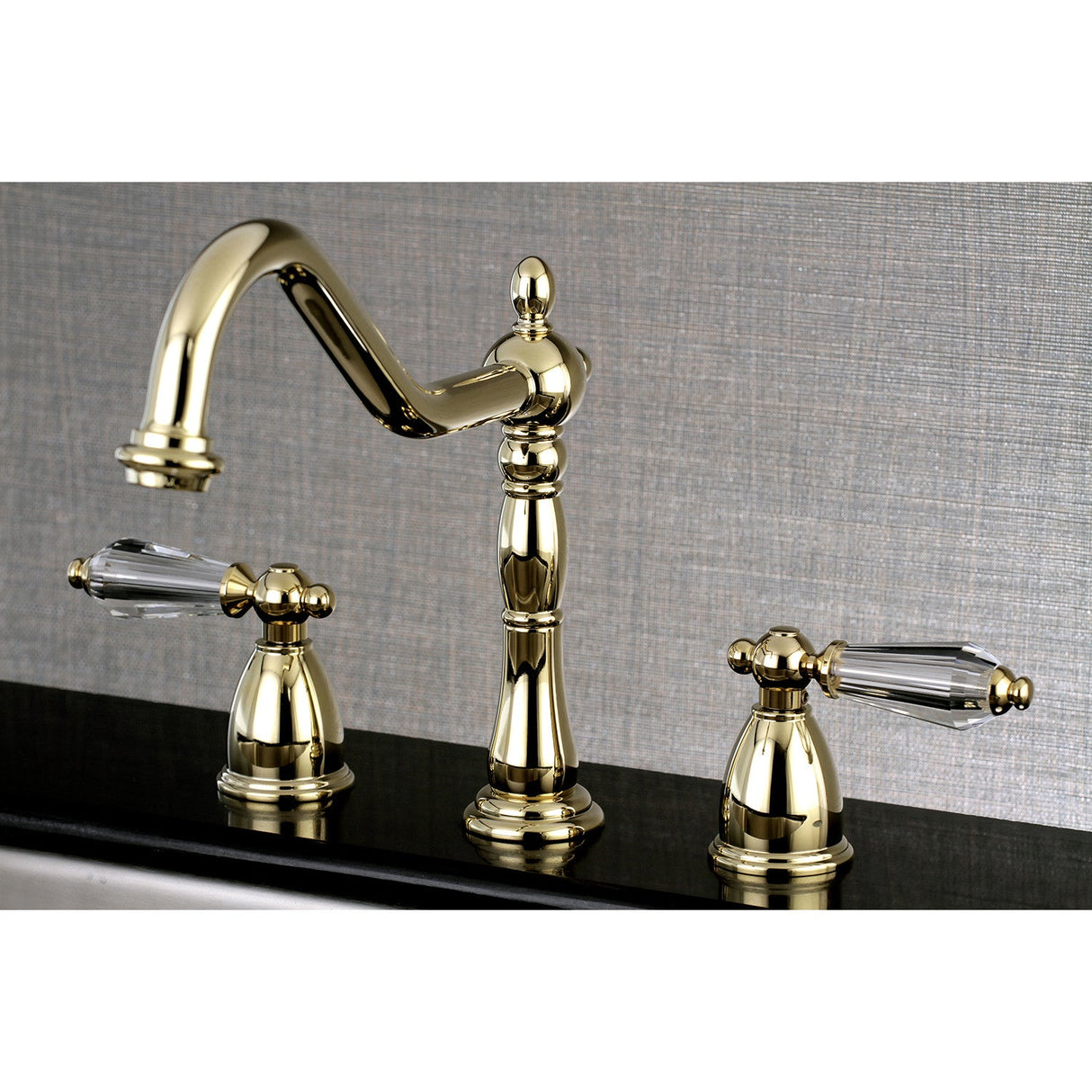 Wilshire KB1792WLLLS Two-Handle 3-Hole Deck Mount Widespread Kitchen Faucet, Polished Brass