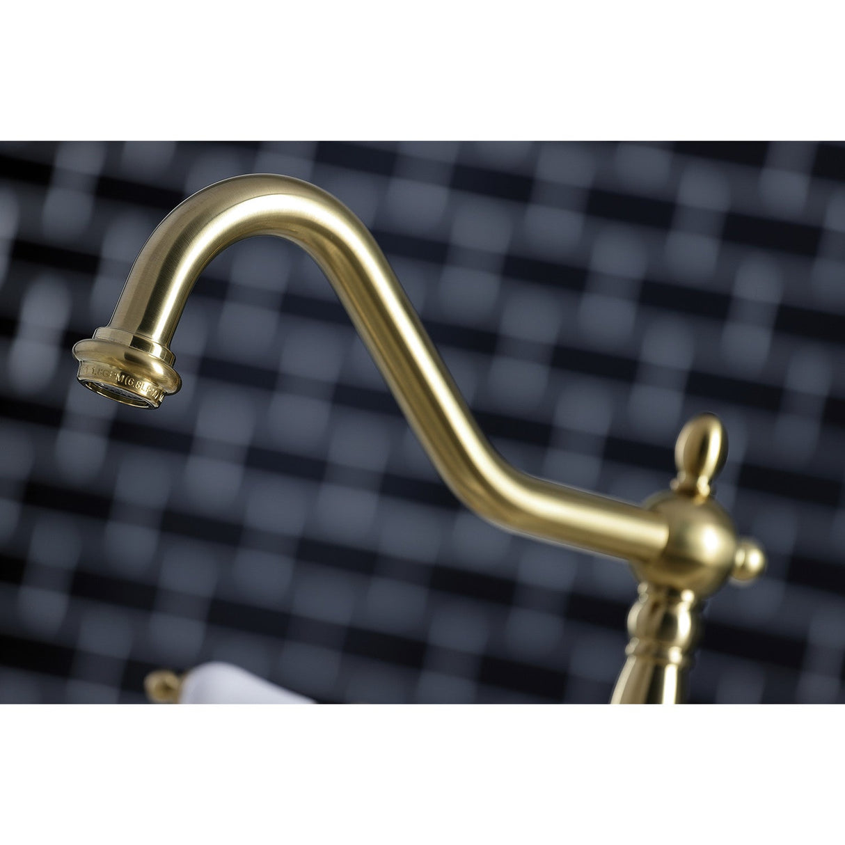Heritage KB1797PLBS Two-Handle 4-Hole Deck Mount Widespread Kitchen Faucet with Brass Sprayer, Brushed Brass