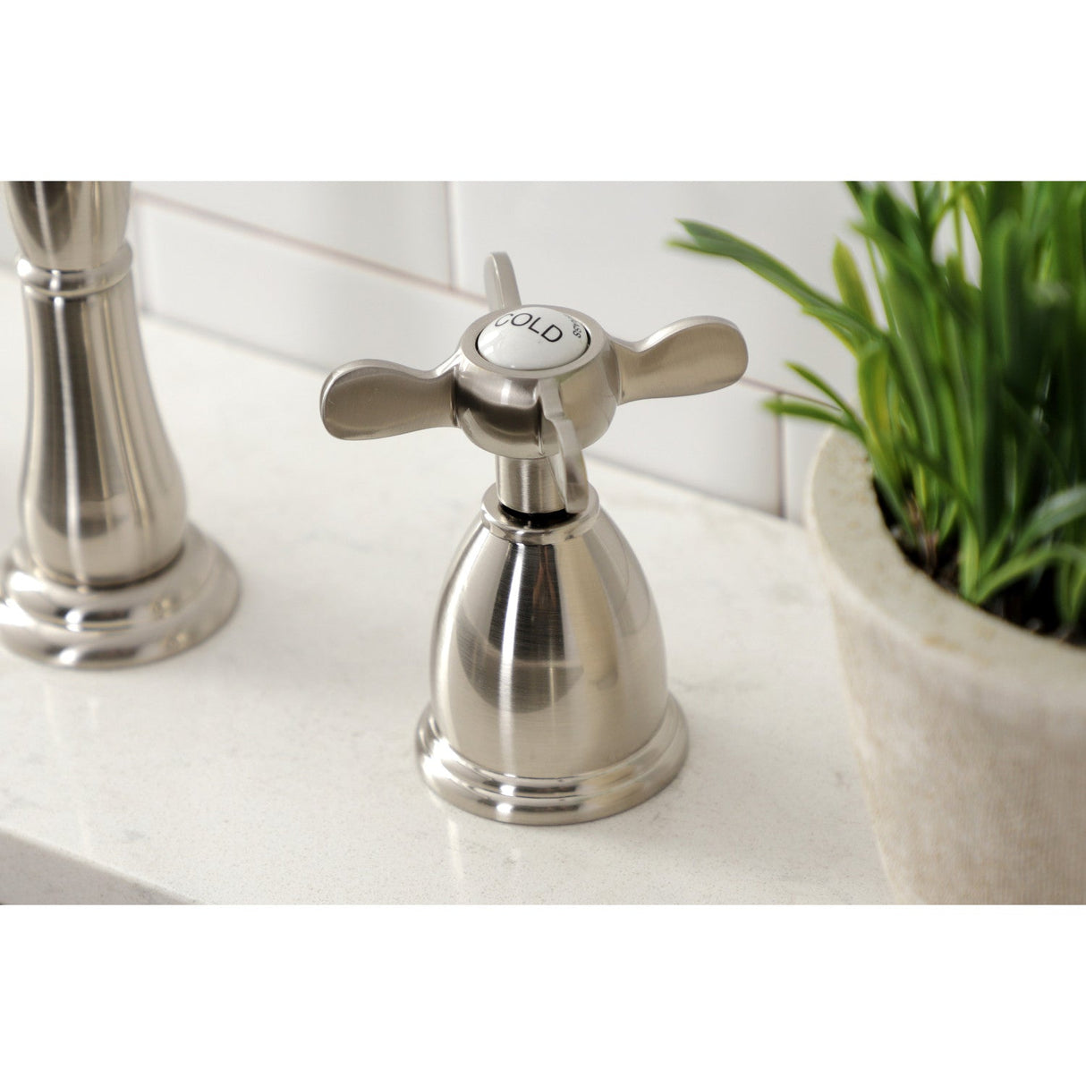 Essex KB1798BEXLS Two-Handle 3-Hole Deck Mount Widespread Kitchen Faucet, Brushed Nickel