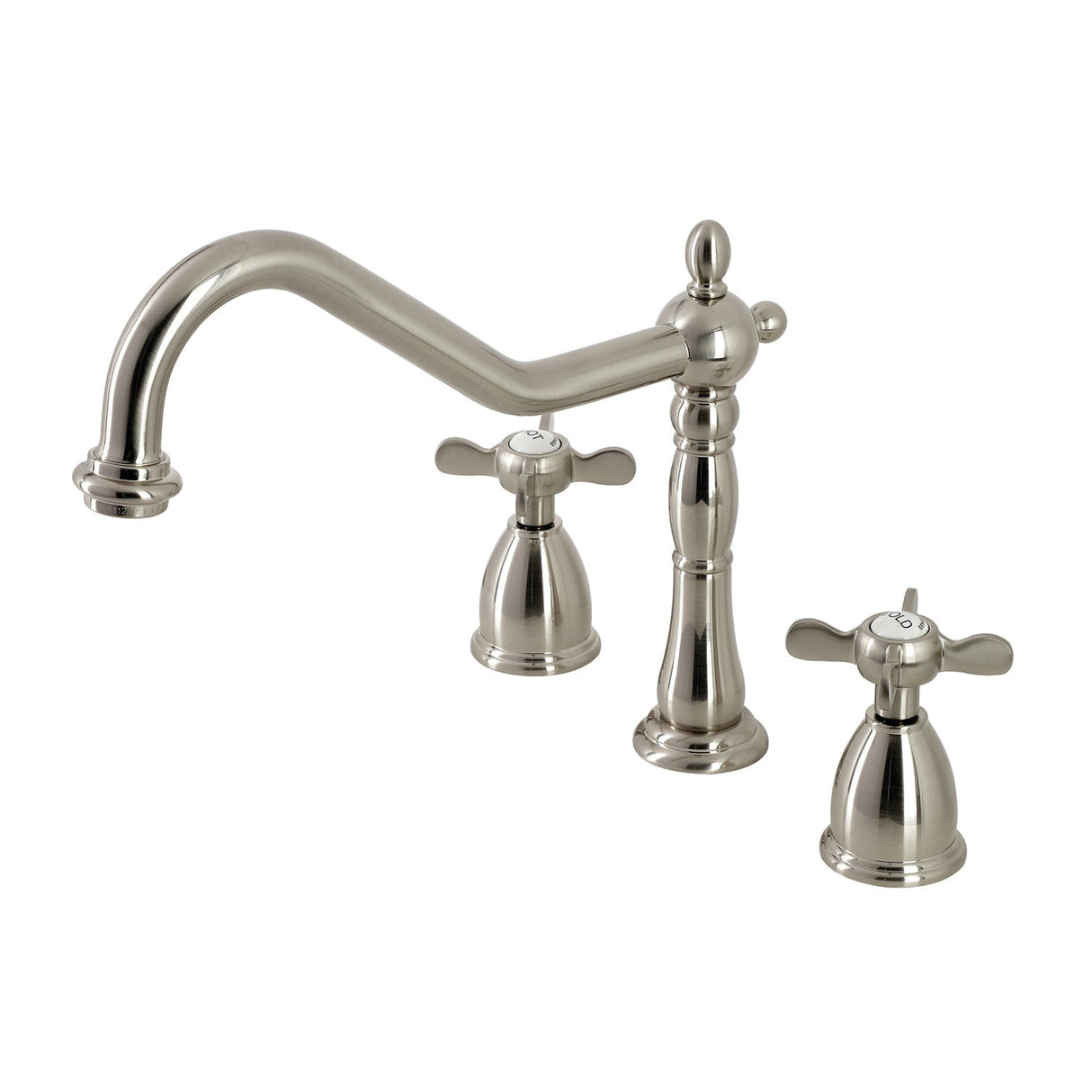 Essex KB1798BEXLS Two-Handle 3-Hole Deck Mount Widespread Kitchen Faucet, Brushed Nickel