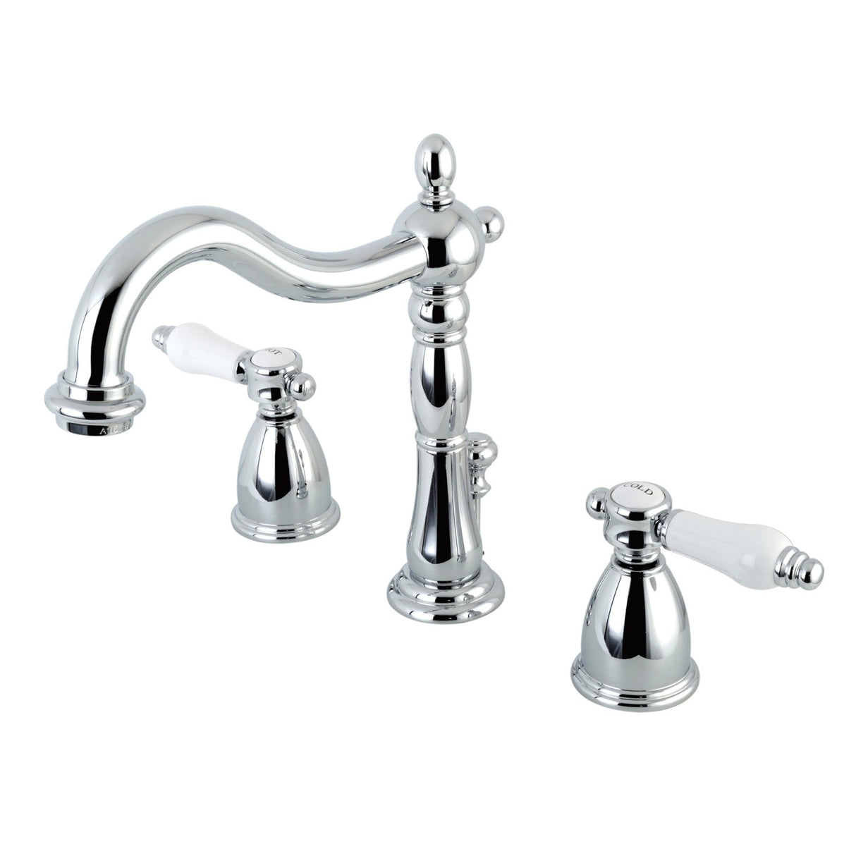 Bel-Air KB1971BPL Two-Handle 3-Hole Deck Mount Widespread Bathroom Faucet with Plastic Pop-Up, Polished Chrome