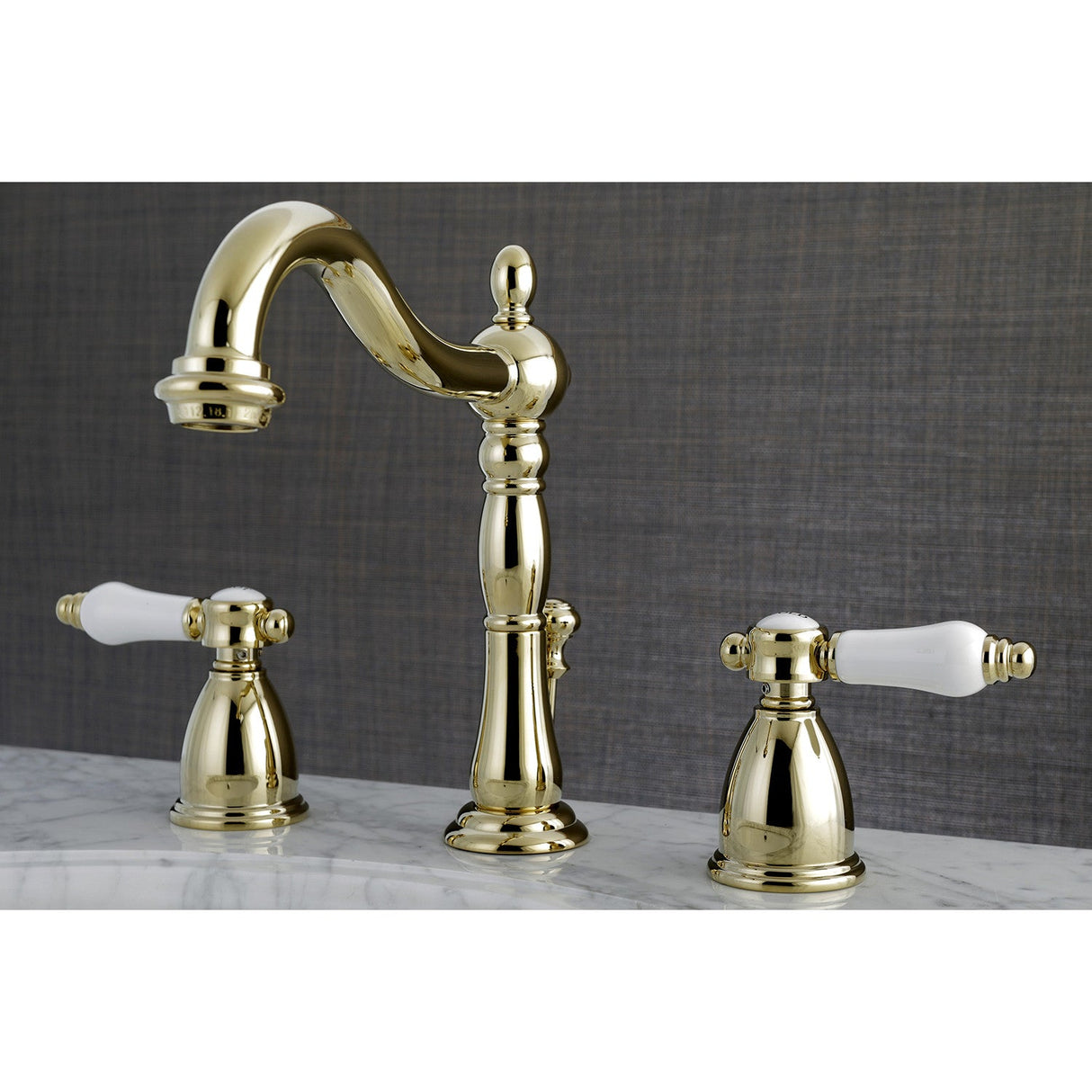 Bel-Air KB1972BPL Two-Handle 3-Hole Deck Mount Widespread Bathroom Faucet with Brass Pop-Up, Polished Brass