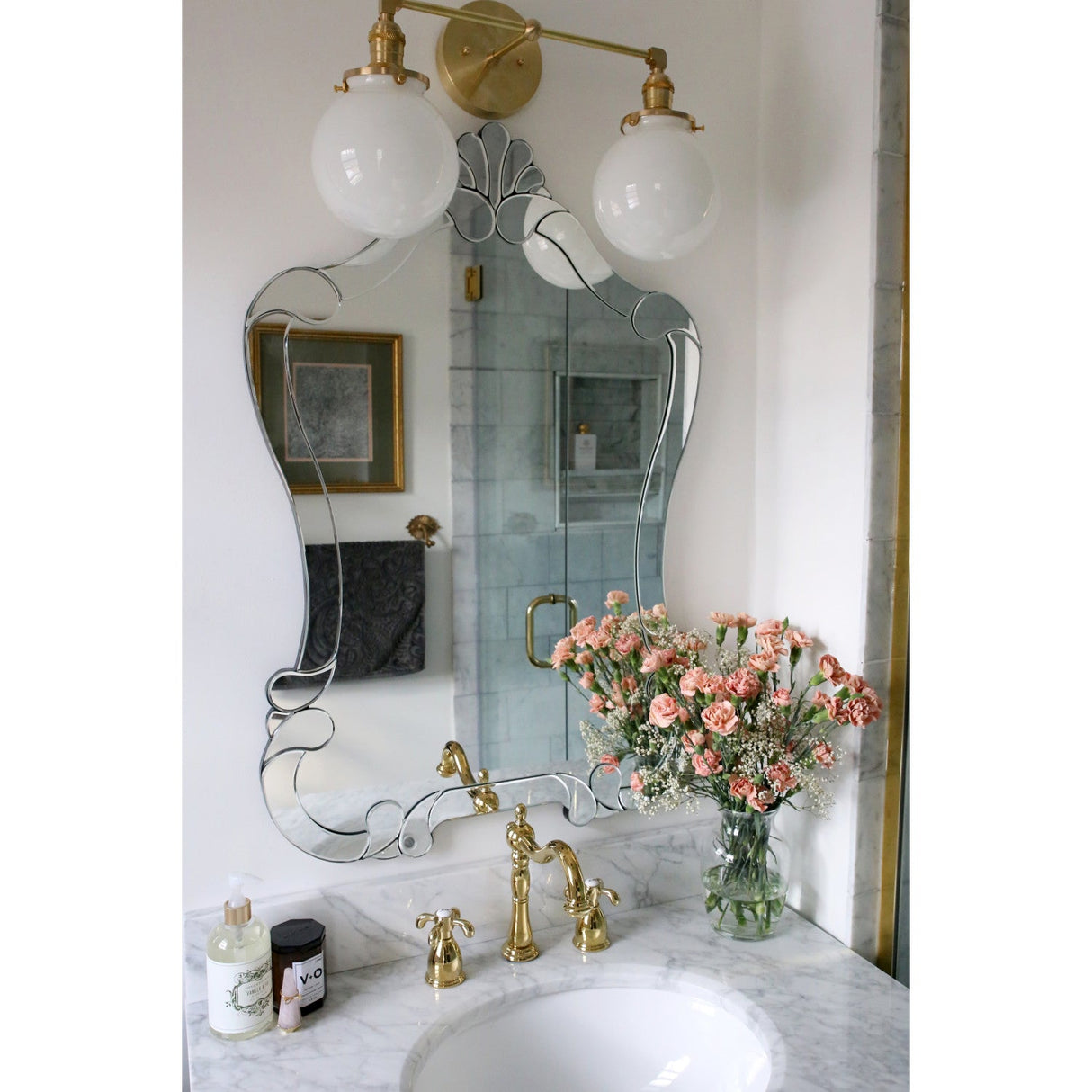 French Country KB1972TX Two-Handle 3-Hole Deck Mount Widespread Bathroom Faucet with Brass Pop-Up, Polished Brass