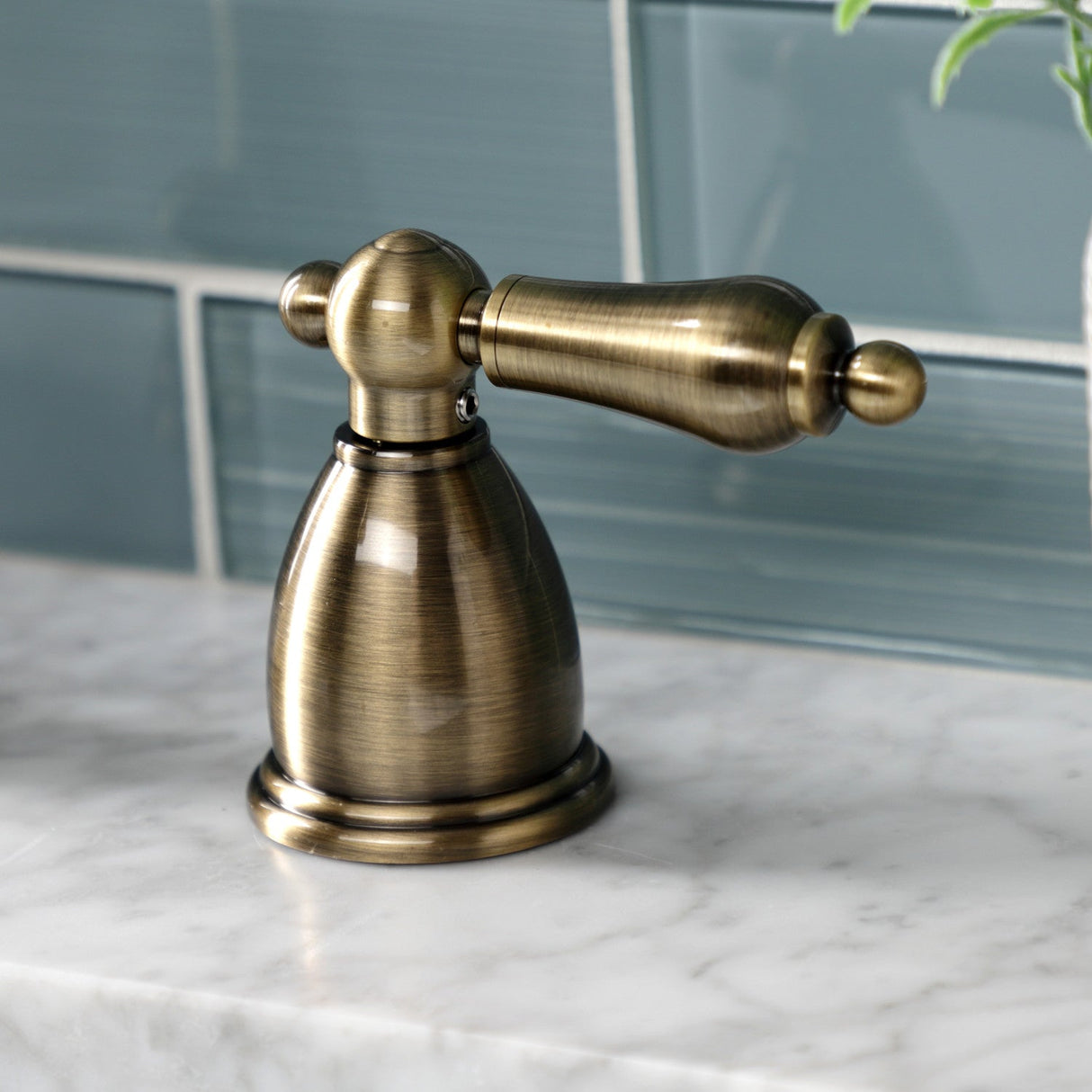 Heritage KB1973AL Two-Handle 3-Hole Deck Mount Widespread Bathroom Faucet with Brass Pop-Up, Antique Brass