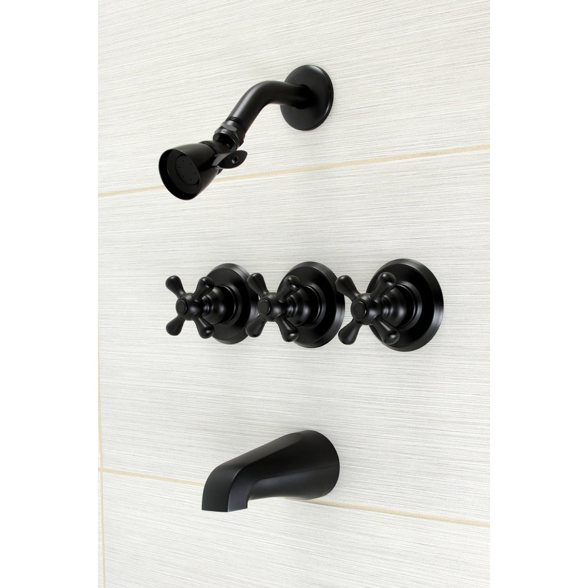 Victorian KB230AX Three-Handle 5-Hole Wall Mount Tub and Shower Faucet, Matte Black