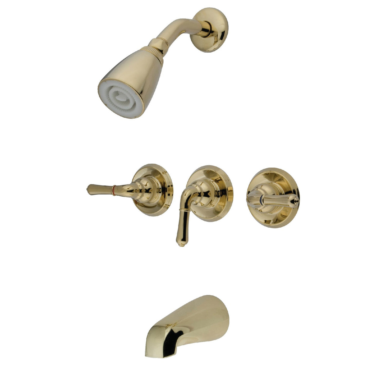 Magellan KB232 Three-Handle 5-Hole Wall Mount Tub and Shower Faucet, Polished Brass