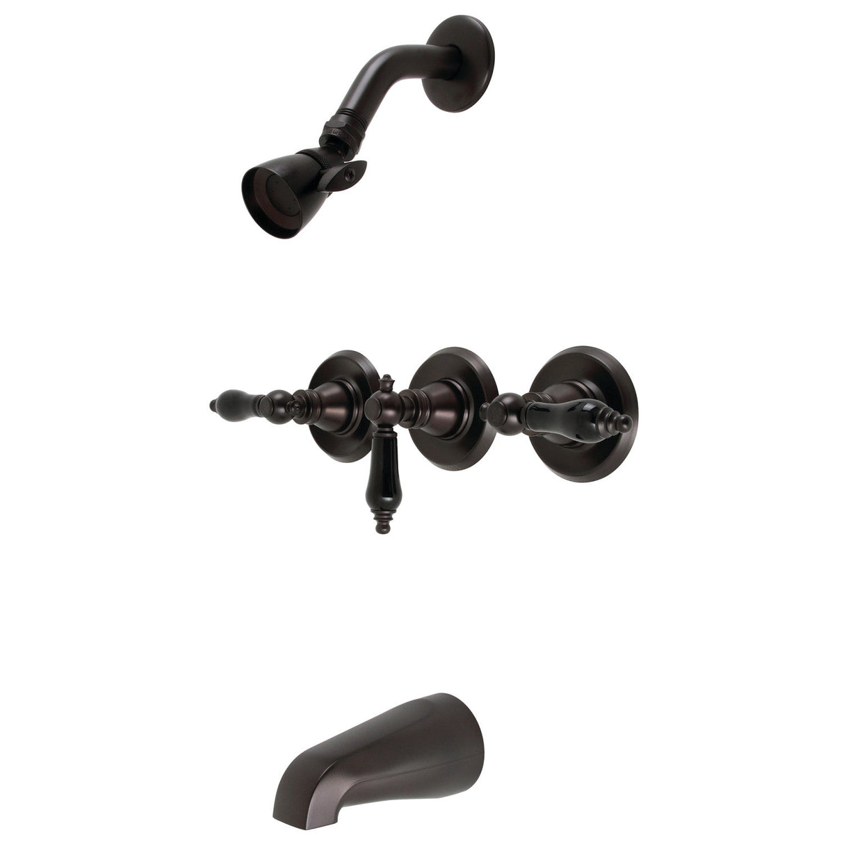 Duchess KB235AKL Three-Handle 5-Hole Wall Mount Tub and Shower Faucet, Oil Rubbed Bronze