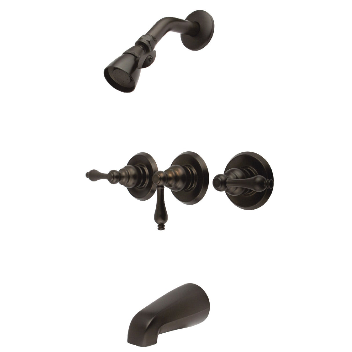 Victorian KB235AL Three-Handle 5-Hole Wall Mount Tub and Shower Faucet, Oil Rubbed Bronze
