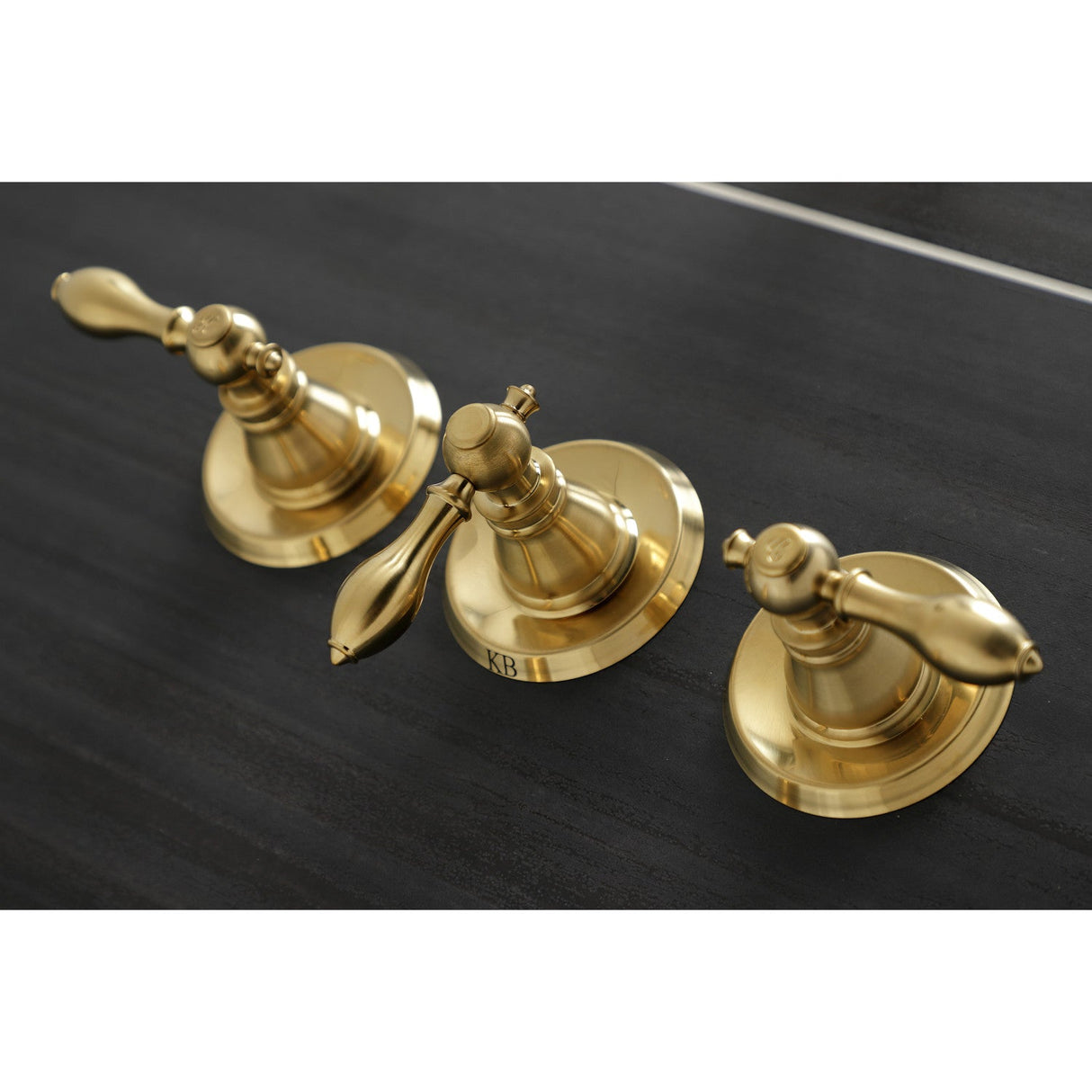 American Classic KB237ACL Three-Handle 5-Hole Wall Mount Tub and Shower Faucet, Brushed Brass