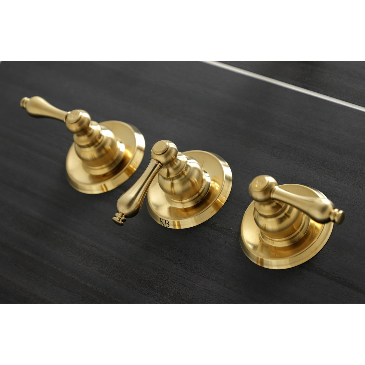 Victorian KB237AL Three-Handle 5-Hole Wall Mount Tub and Shower Faucet, Brushed Brass