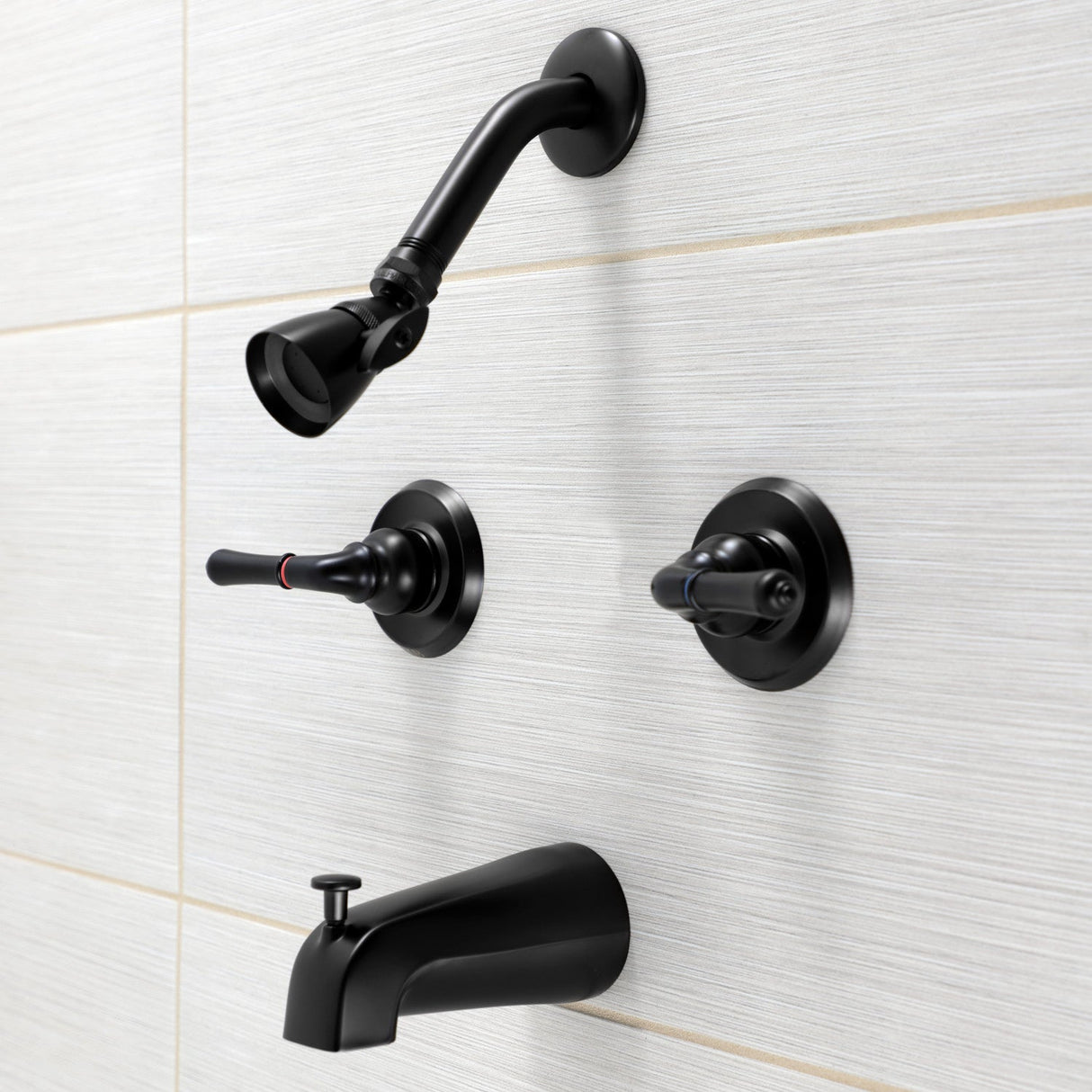 Magellan KB240 Two-Handle 4-Hole Wall Mount Tub and Shower Faucet, Matte Black