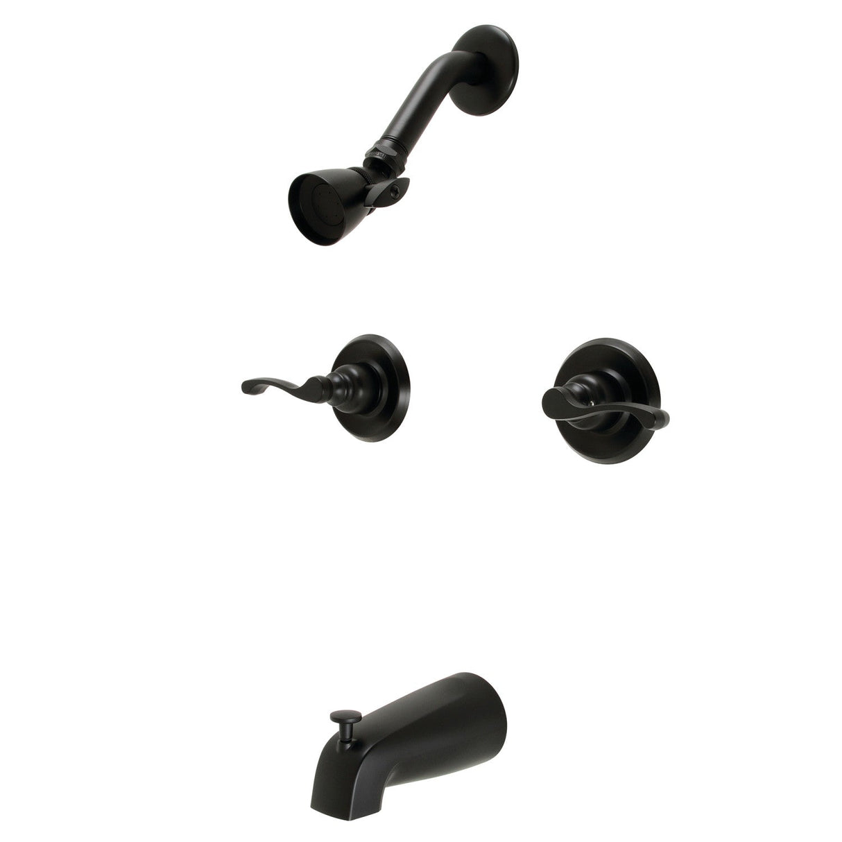 Royal KB240FL Two-Handle 4-Hole Wall Mount Tub and Shower Faucet, Matte Black
