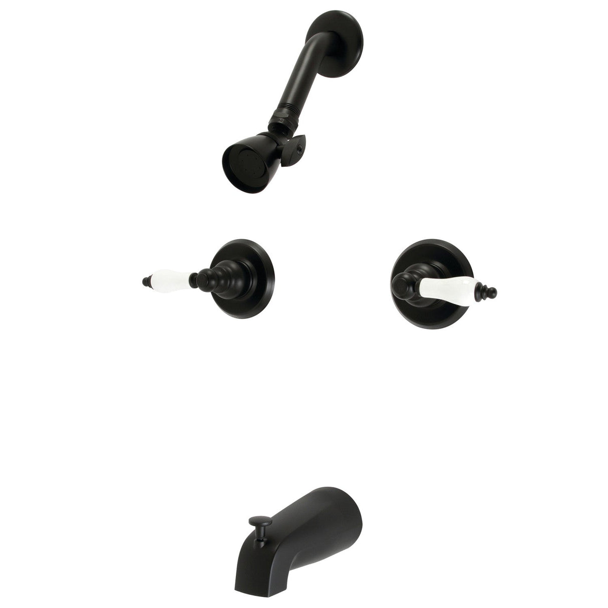 Victorian KB240PL Two-Handle 4-Hole Wall Mount Tub and Shower Faucet, Matte Black