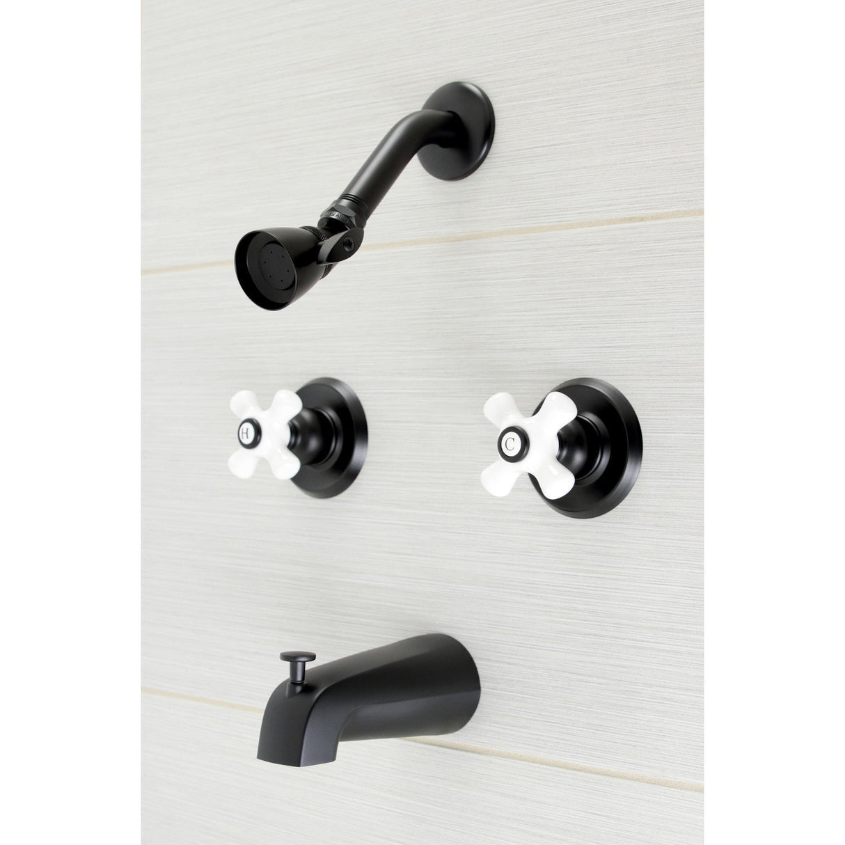 Victorian KB240PX Two-Handle 4-Hole Wall Mount Tub and Shower Faucet, Matte Black