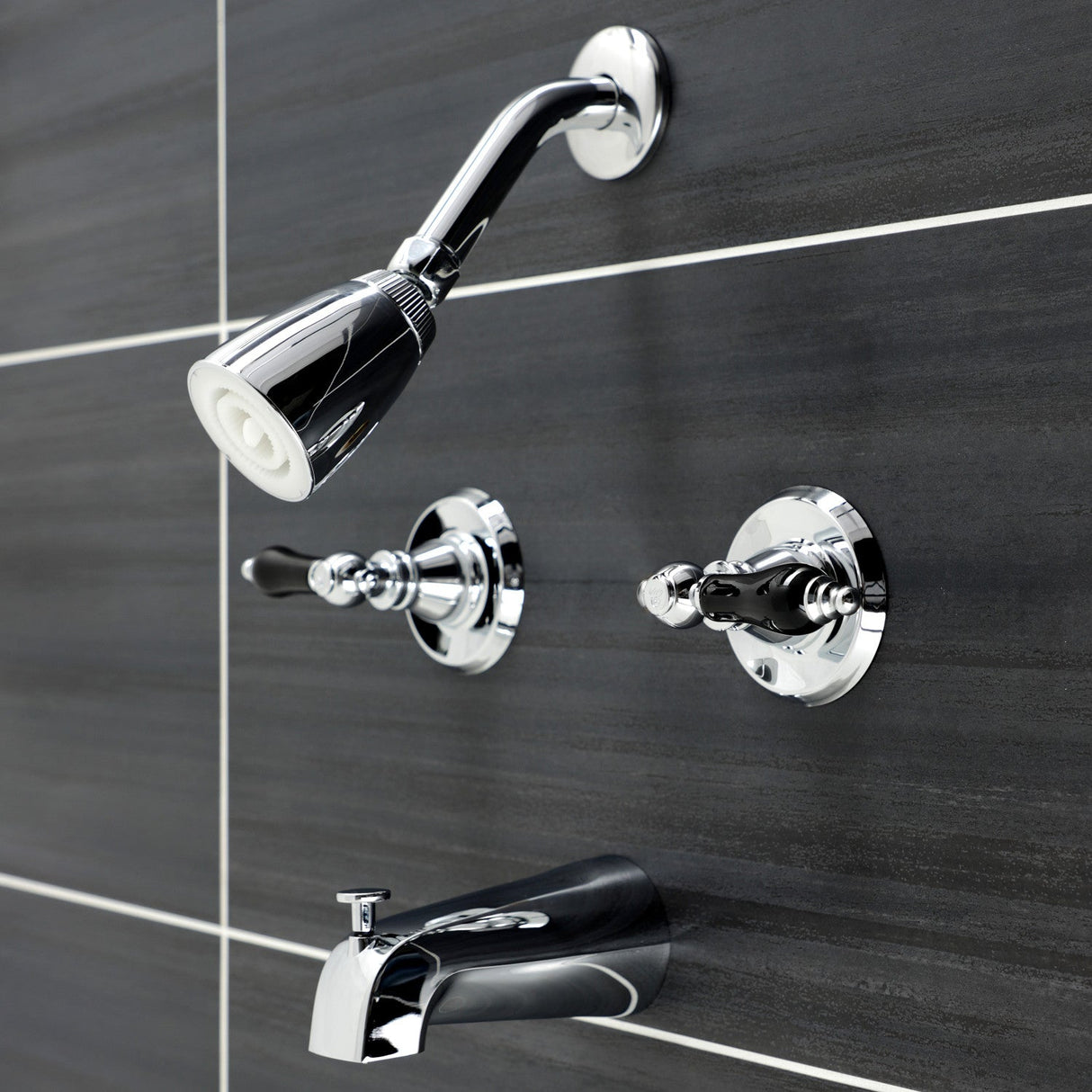 Duchess KB241AKL Two-Handle 4-Hole Wall Mount Tub and Shower Faucet, Polished Chrome