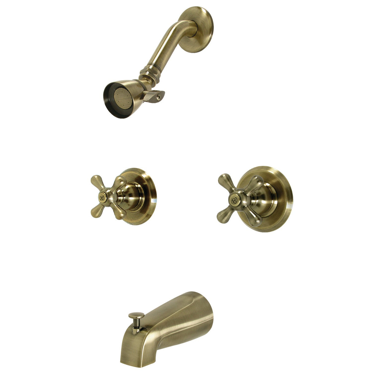 Victorian KB243AXAB Two-Handle 4-Hole Wall Mount Tub and Shower Faucet, Antique Brass