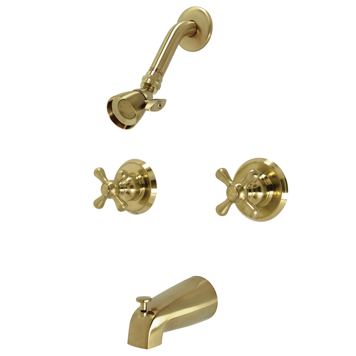 Victorian KB247AX Two-Handle 4-Hole Wall Mount Tub and Shower Faucet, Brushed Brass
