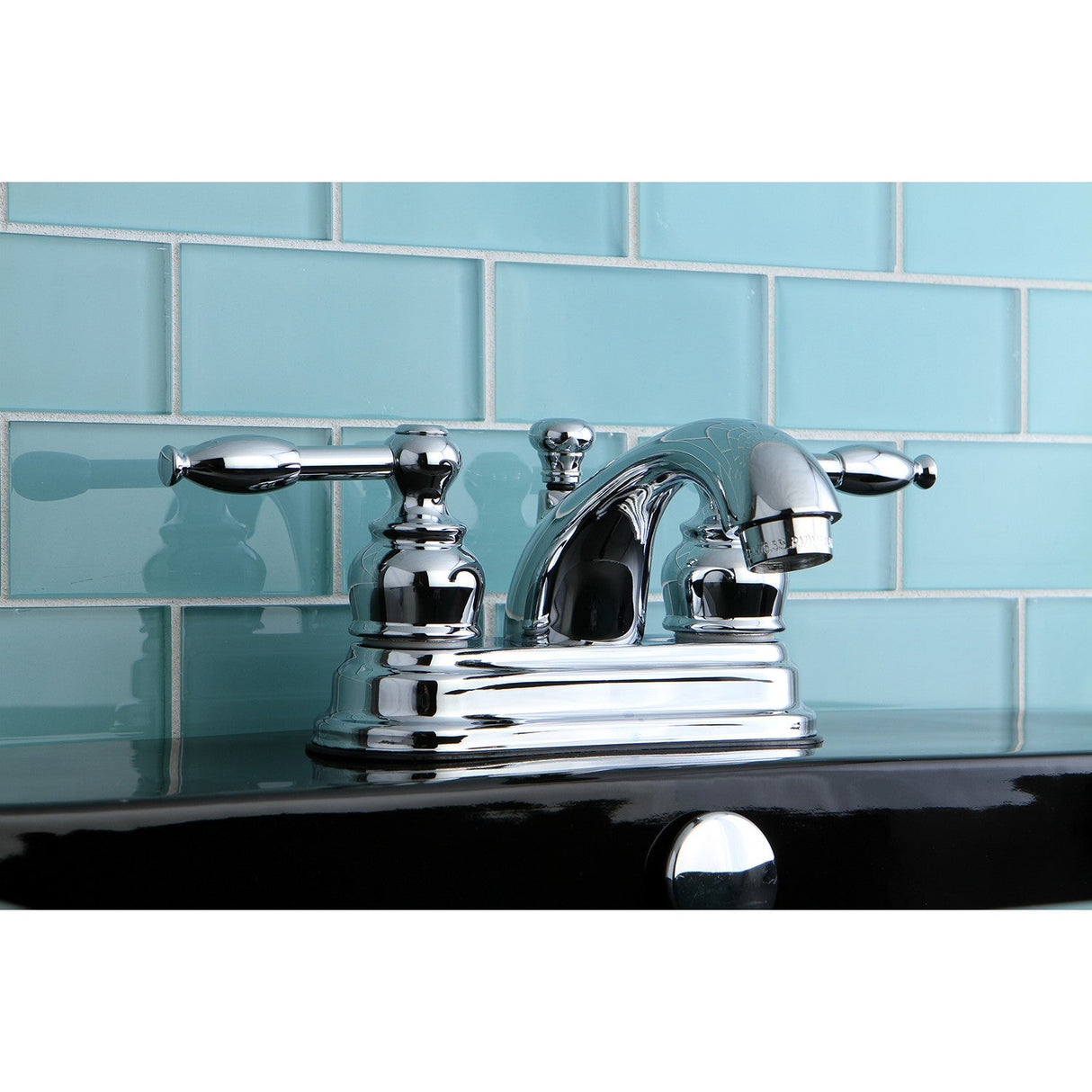 Knight KB2601KL Two-Handle 3-Hole Deck Mount 4" Centerset Bathroom Faucet with Plastic Pop-Up, Polished Chrome