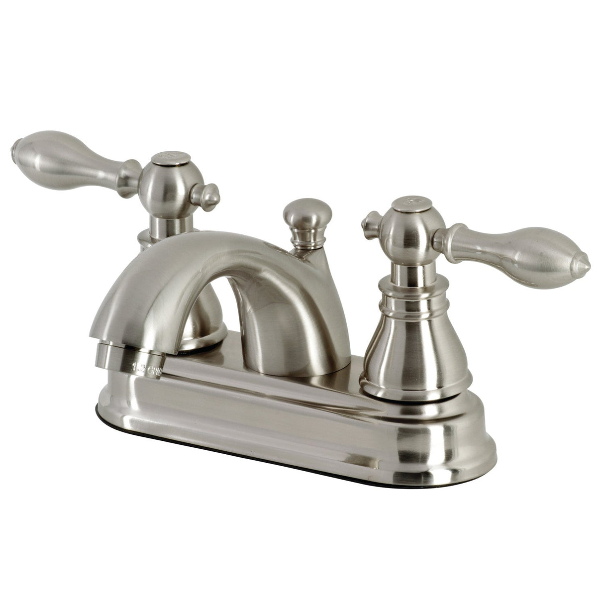 American Classic KB2608ACL Two-Handle 3-Hole Deck Mount 4" Centerset Bathroom Faucet with Plastic Pop-Up, Brushed Nickel