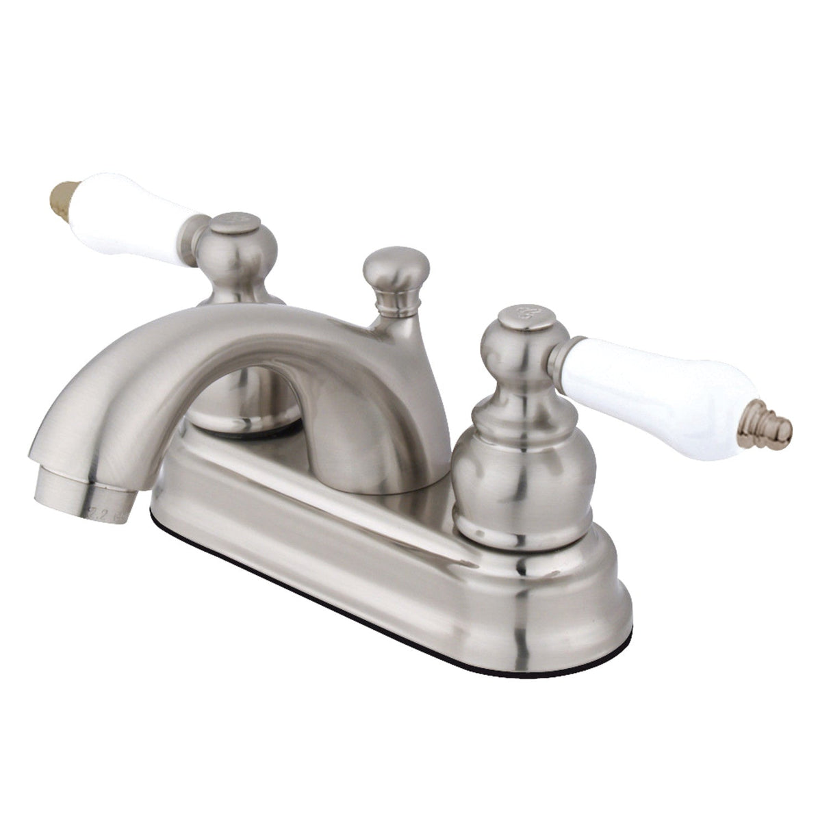 Vintage KB2608PL Two-Handle 3-Hole Deck Mount 4" Centerset Bathroom Faucet with Plastic Pop-Up, Brushed Nickel
