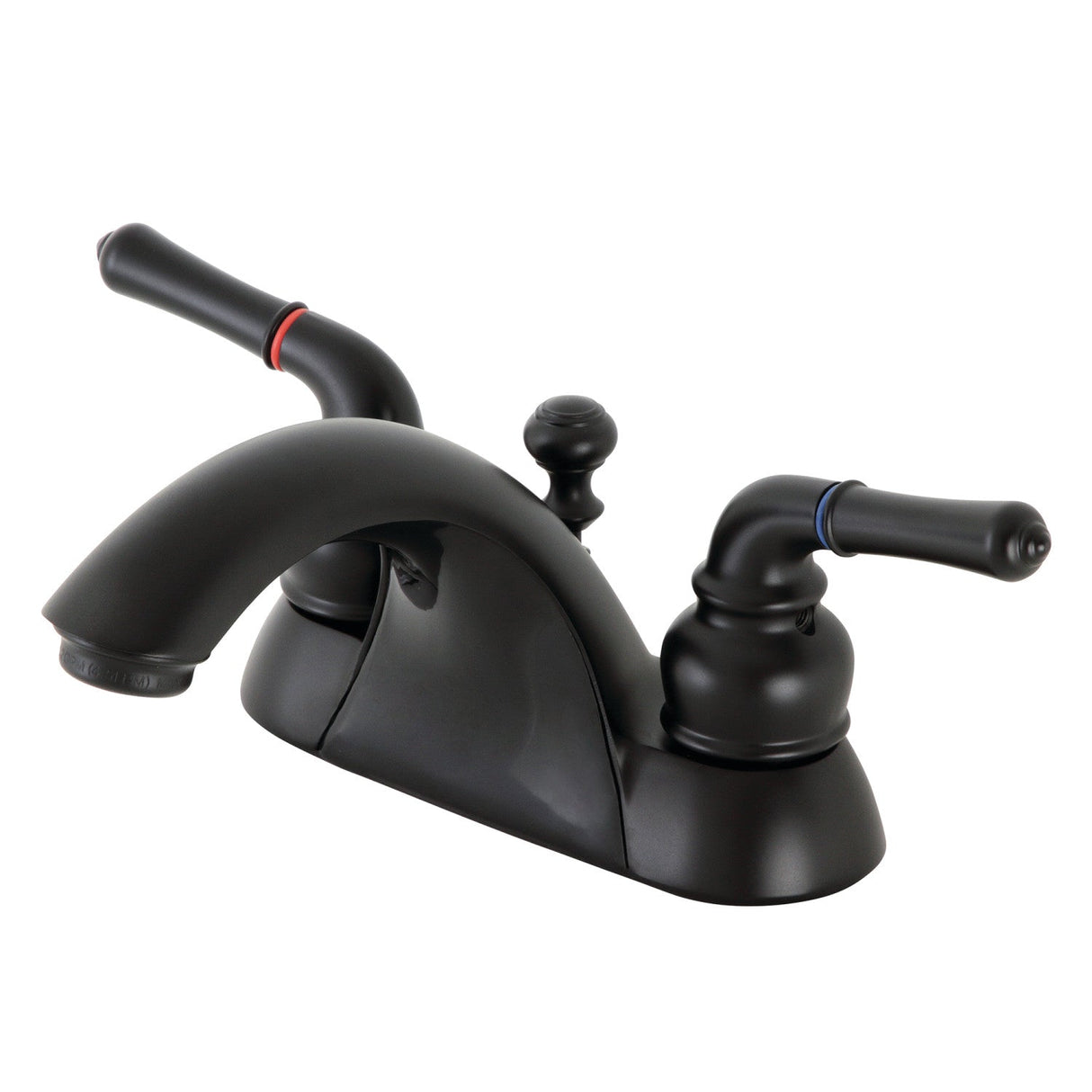 Naples KB2620B Two-Handle 3-Hole Deck Mount 4" Centerset Bathroom Faucet, Matte Black