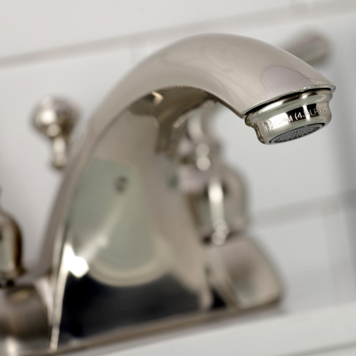 Naples KB2628 Two-Handle 3-Hole Deck Mount 4" Centerset Bathroom Faucet with Plastic Pop-Up, Brushed Nickel