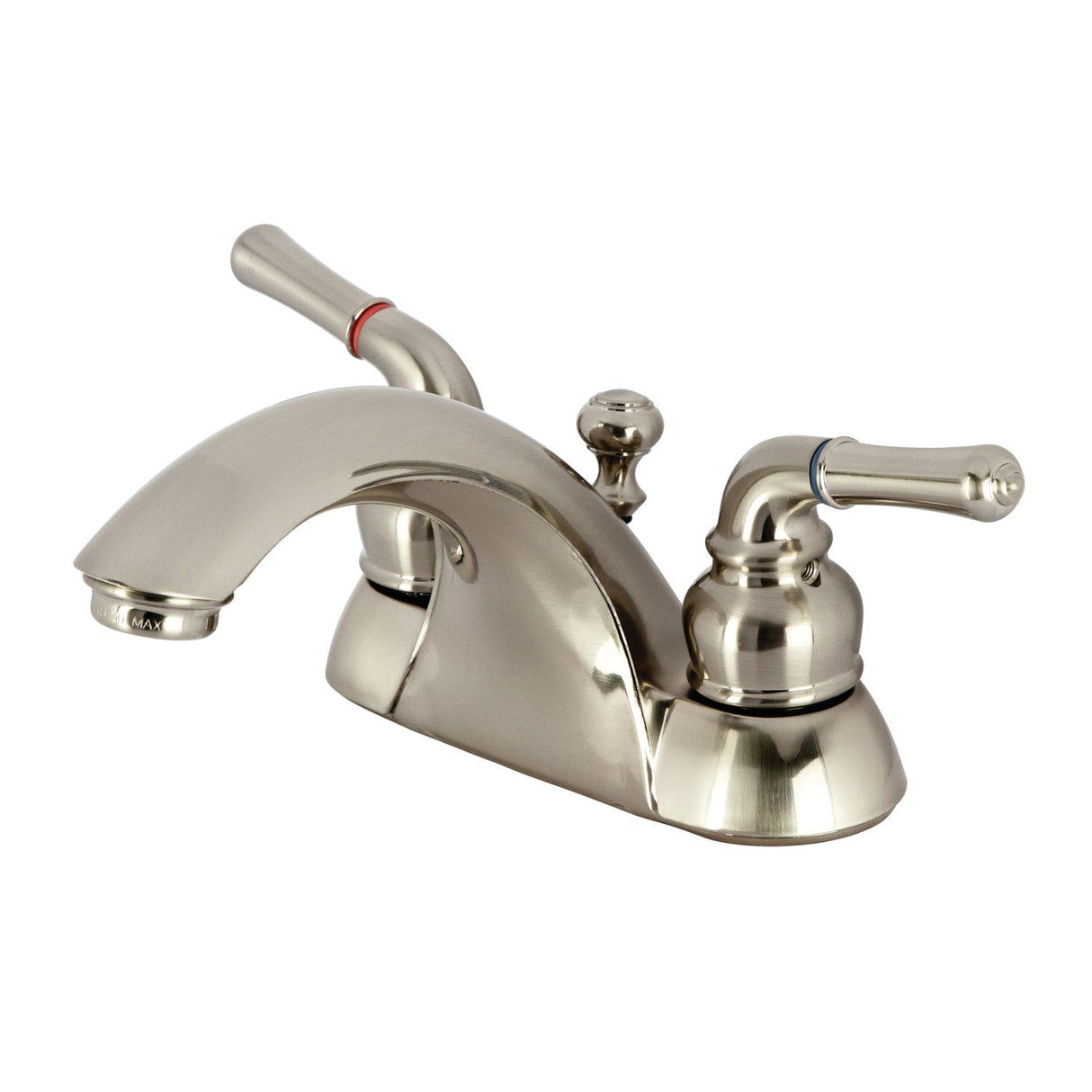 Naples KB2628B Two-Handle 3-Hole Deck Mount 4" Centerset Bathroom Faucet, Brushed Nickel