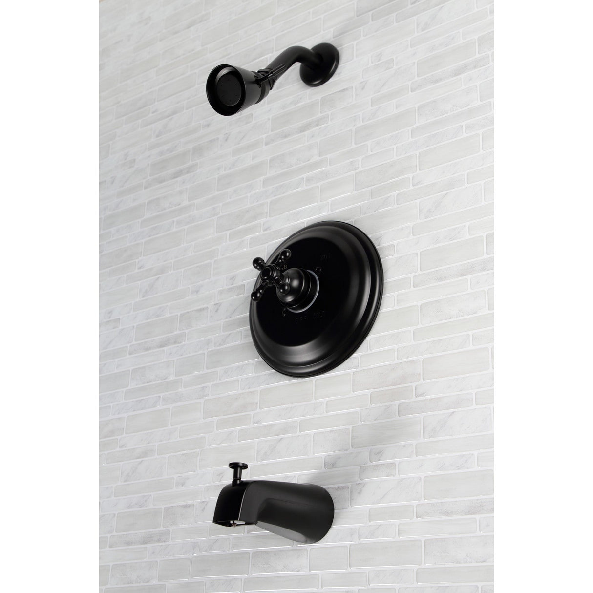 Metropolitan KB2630BX Single-Handle 3-Hole Wall Mount Tub and Shower Faucet, Matte Black