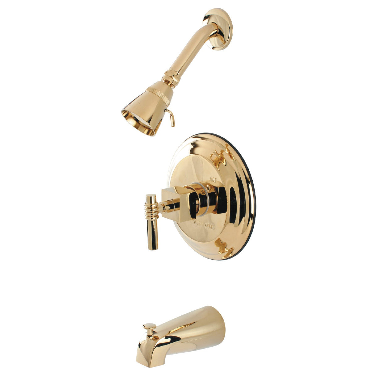 Milano KB2632QL Single-Handle 3-Hole Wall Mount Tub and Shower Faucet, Polished Brass