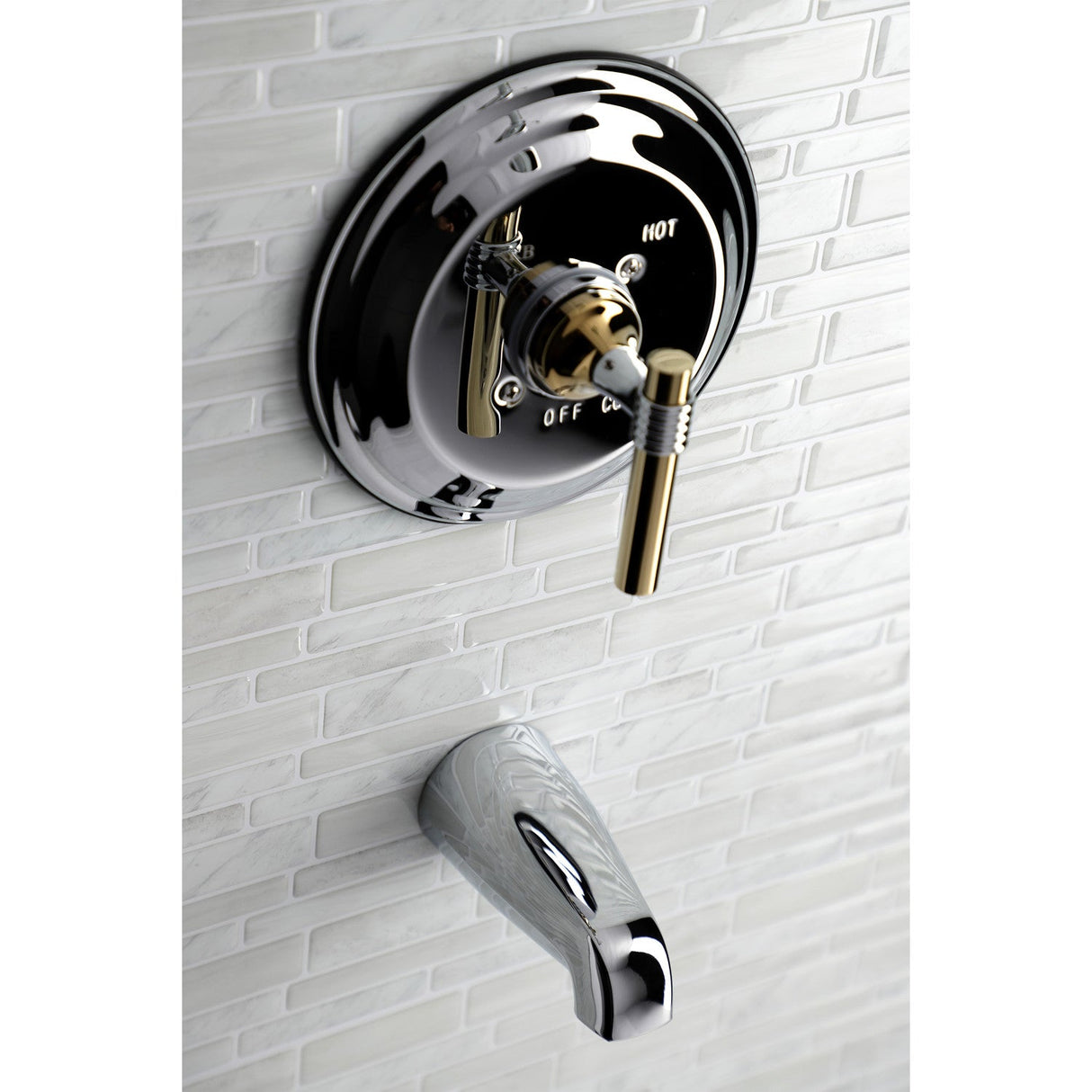 Milano KB2634MLTO Single-Handle 2-Hole Wall Mount Tub and Shower Faucet Tub Only, Polished Chrome/Polished Brass