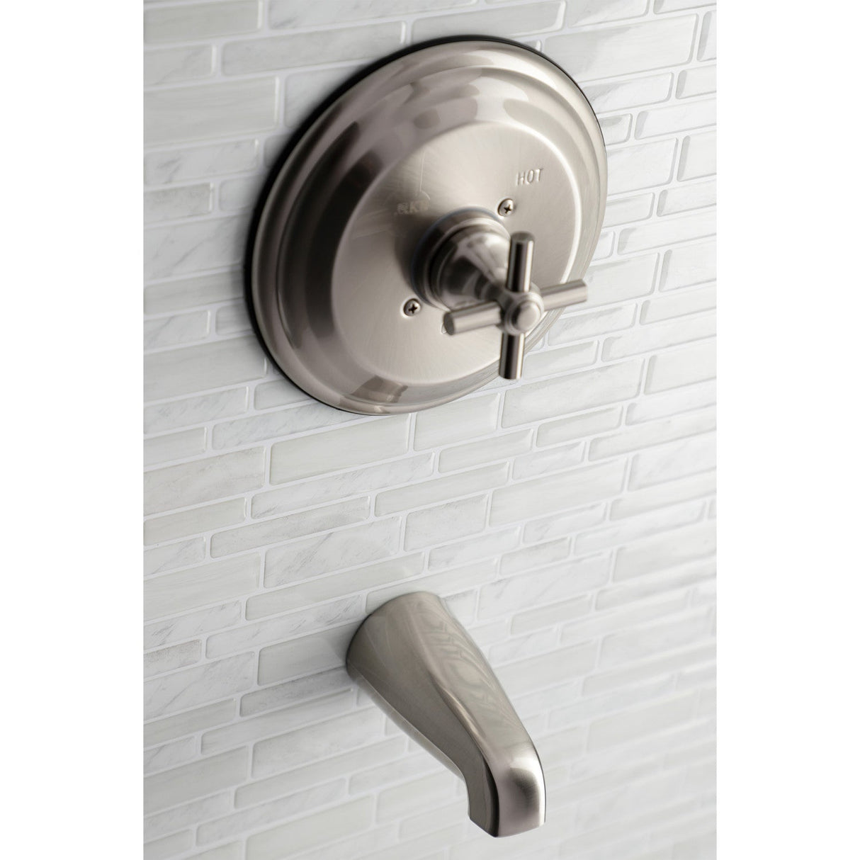 KB2638EXTO Single-Handle 2-Hole Wall Mount Tub and Shower Faucet Tub Only, Brushed Nickel