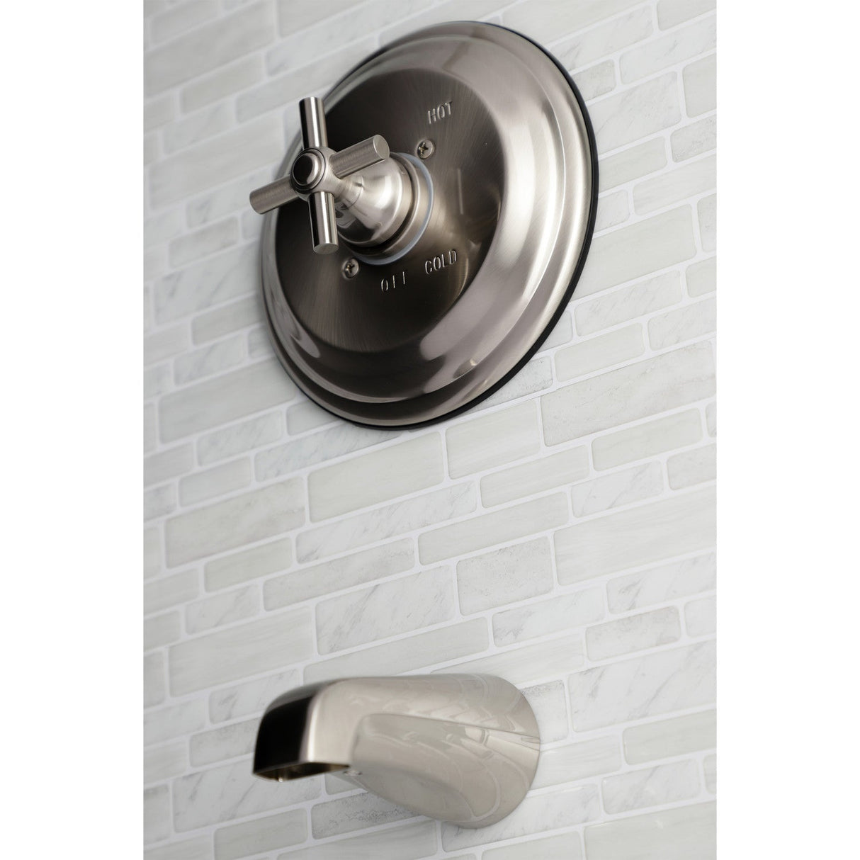 KB2638EXTO Single-Handle 2-Hole Wall Mount Tub and Shower Faucet Tub Only, Brushed Nickel