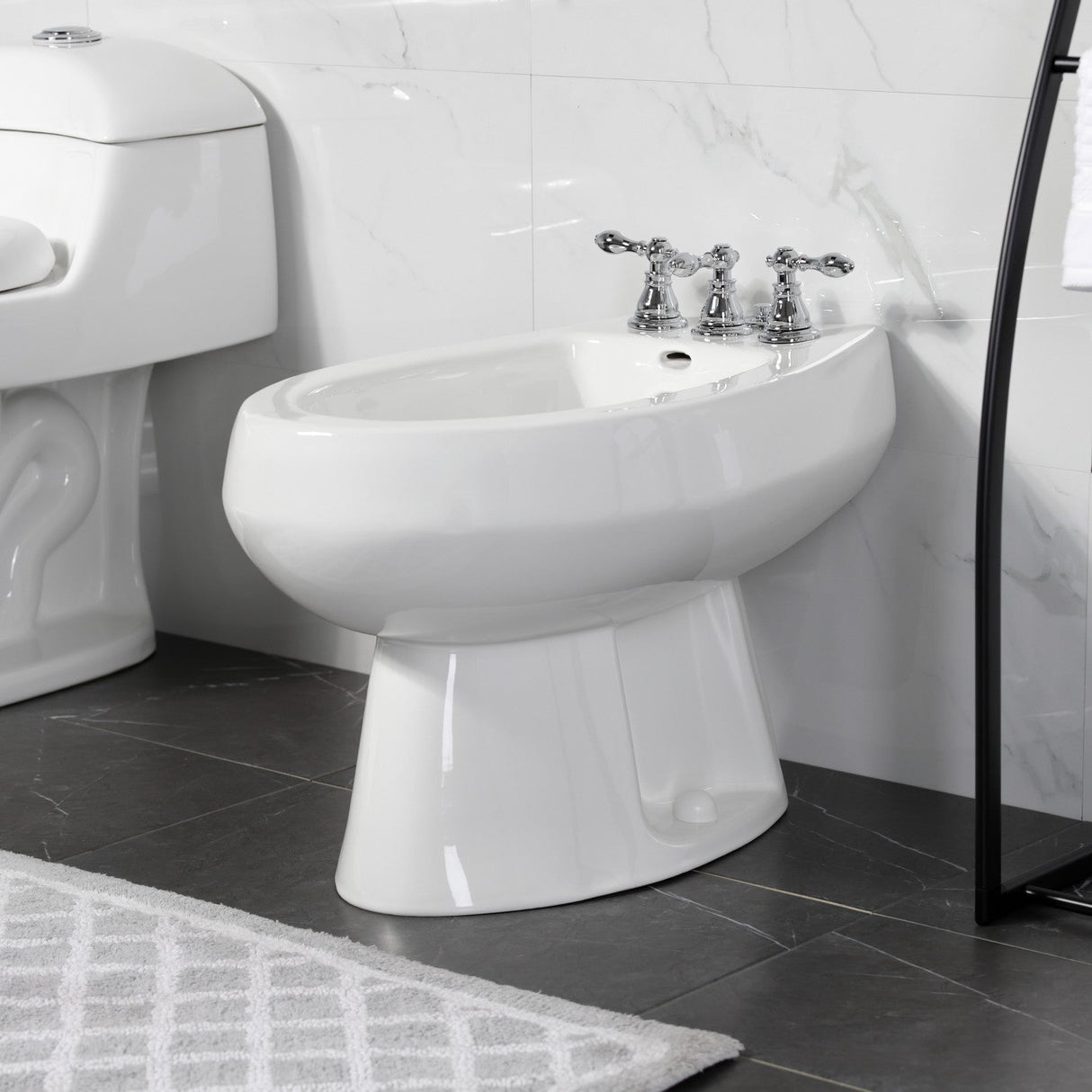 American Classic KB321ACL Three-Handle Vertical Spray Bidet Faucet with Brass Pop-Up, Polished Chrome