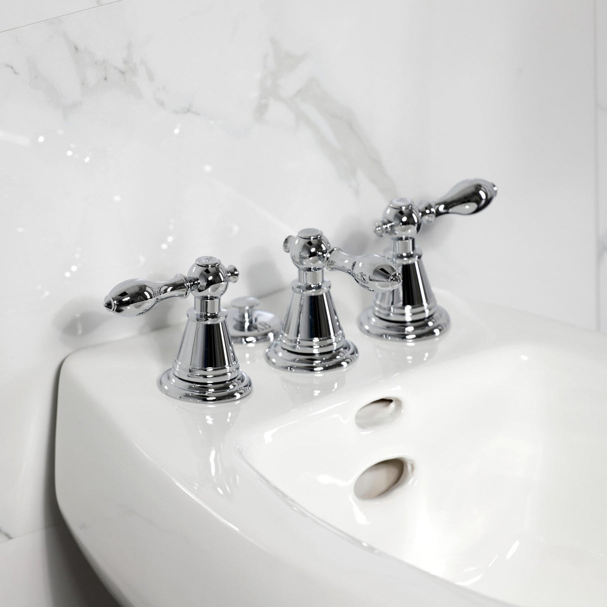 Victorian KB321AL Three-Handle Vertical Spray Bidet Faucet with Brass Pop-Up, Polished Chrome