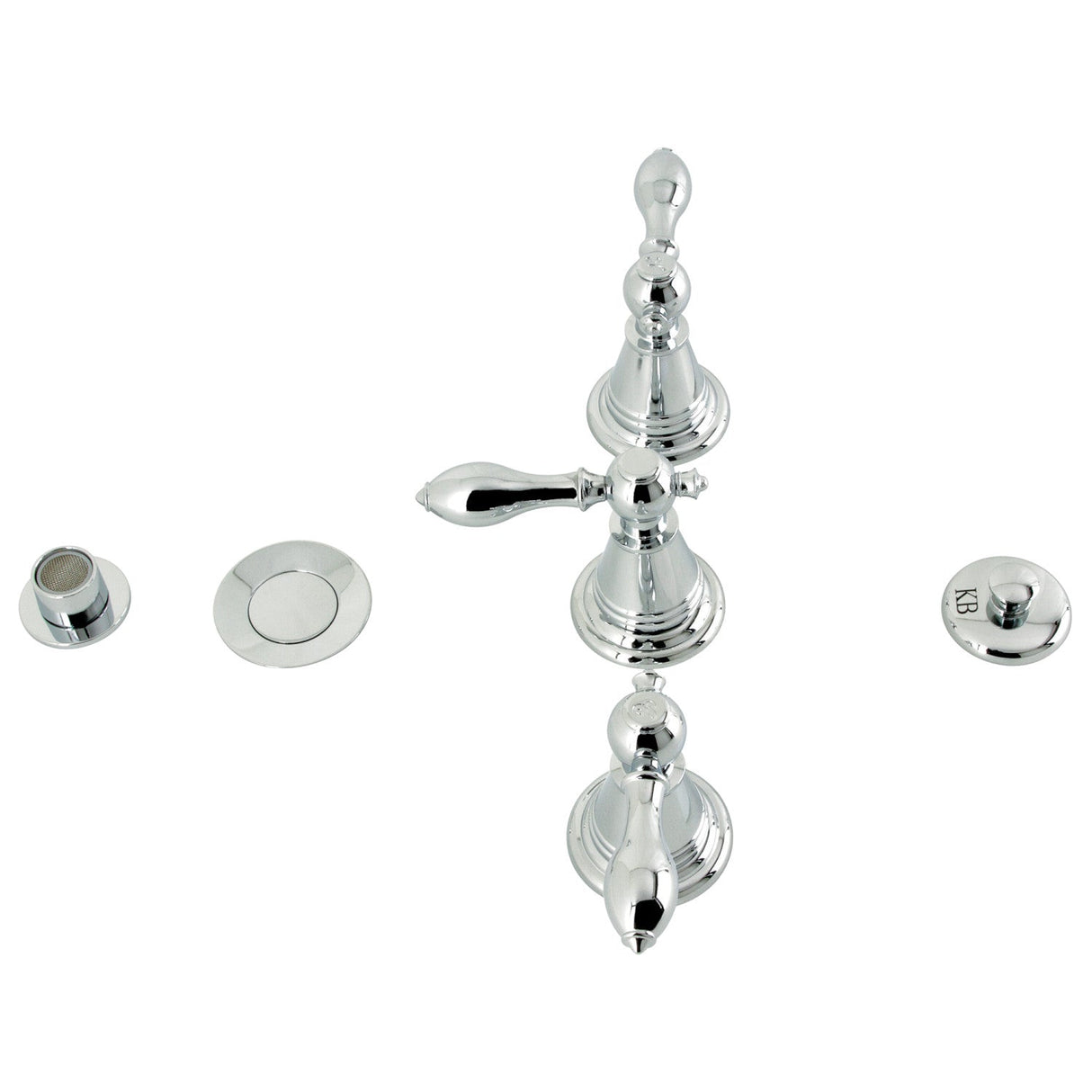 Victorian KB321AL Three-Handle Vertical Spray Bidet Faucet with Brass Pop-Up, Polished Chrome