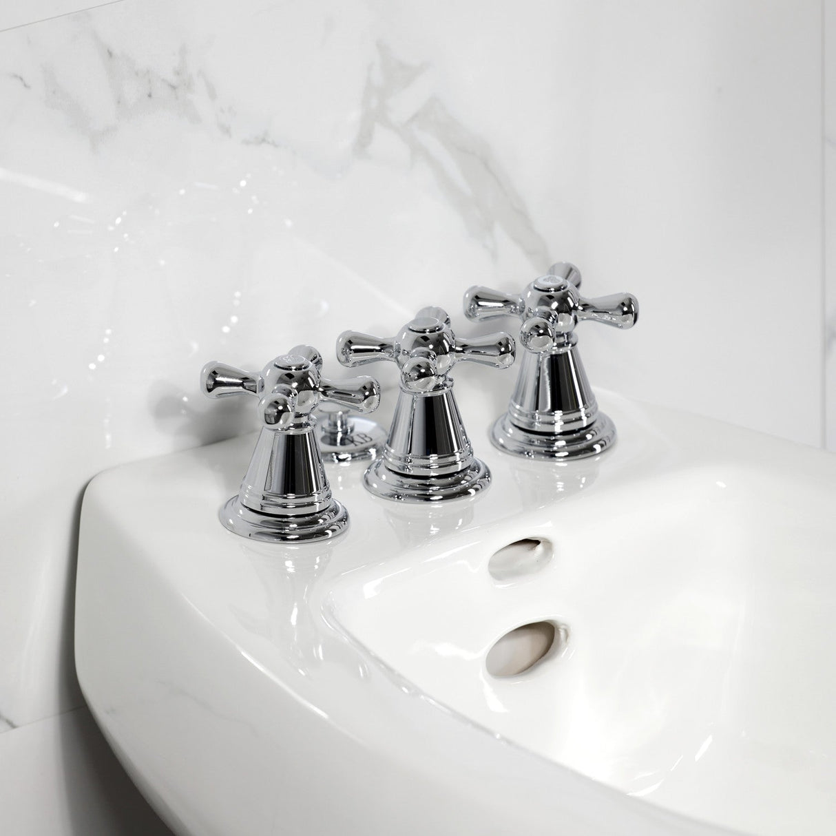 Victorian KB321AX Three-Handle Vertical Spray Bidet Faucet with Brass Pop-Up, Polished Chrome