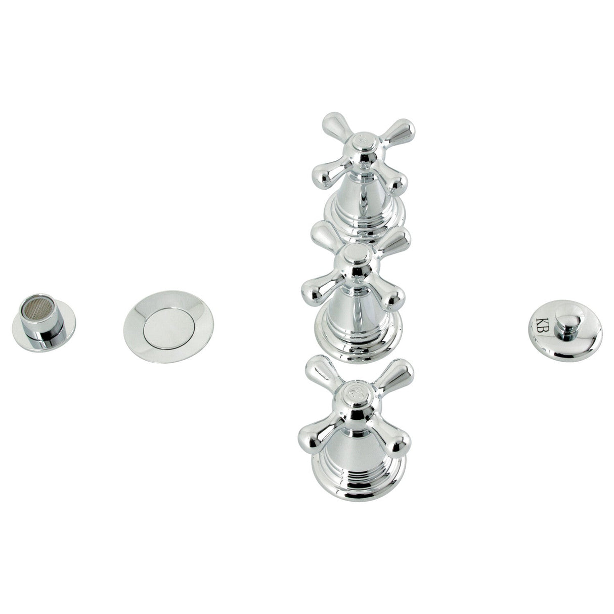 Victorian KB321AX Three-Handle Vertical Spray Bidet Faucet with Brass Pop-Up, Polished Chrome