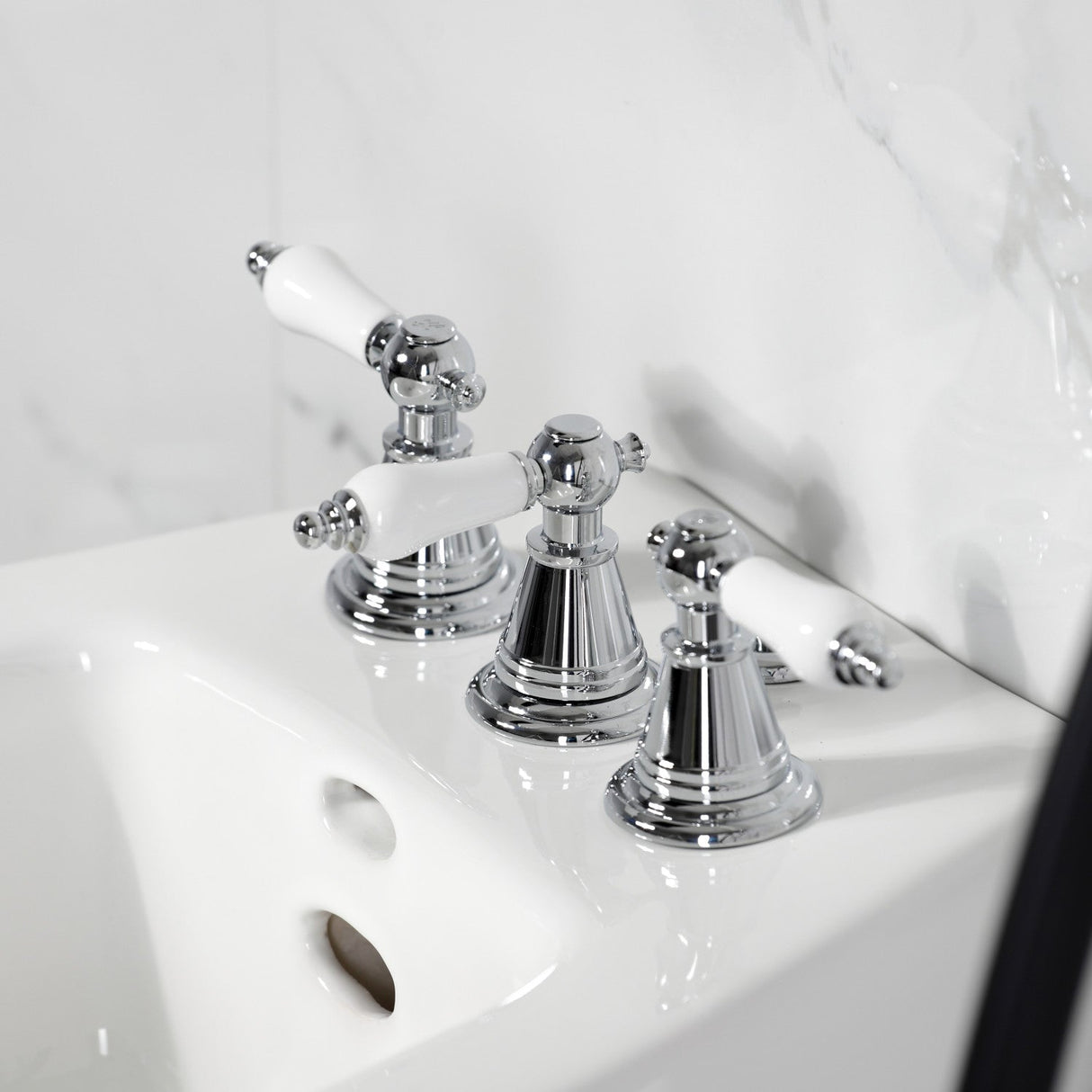 Victorian KB321PL Three-Handle Vertical Spray Bidet Faucet with Brass Pop-Up, Polished Chrome