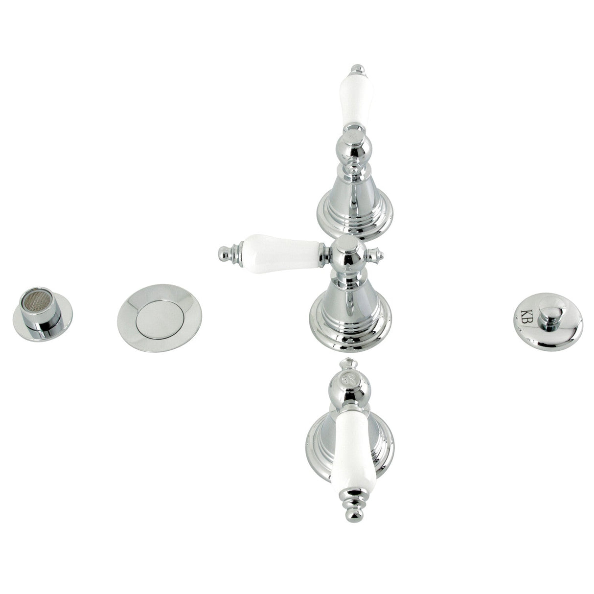 Victorian KB321PL Three-Handle Vertical Spray Bidet Faucet with Brass Pop-Up, Polished Chrome