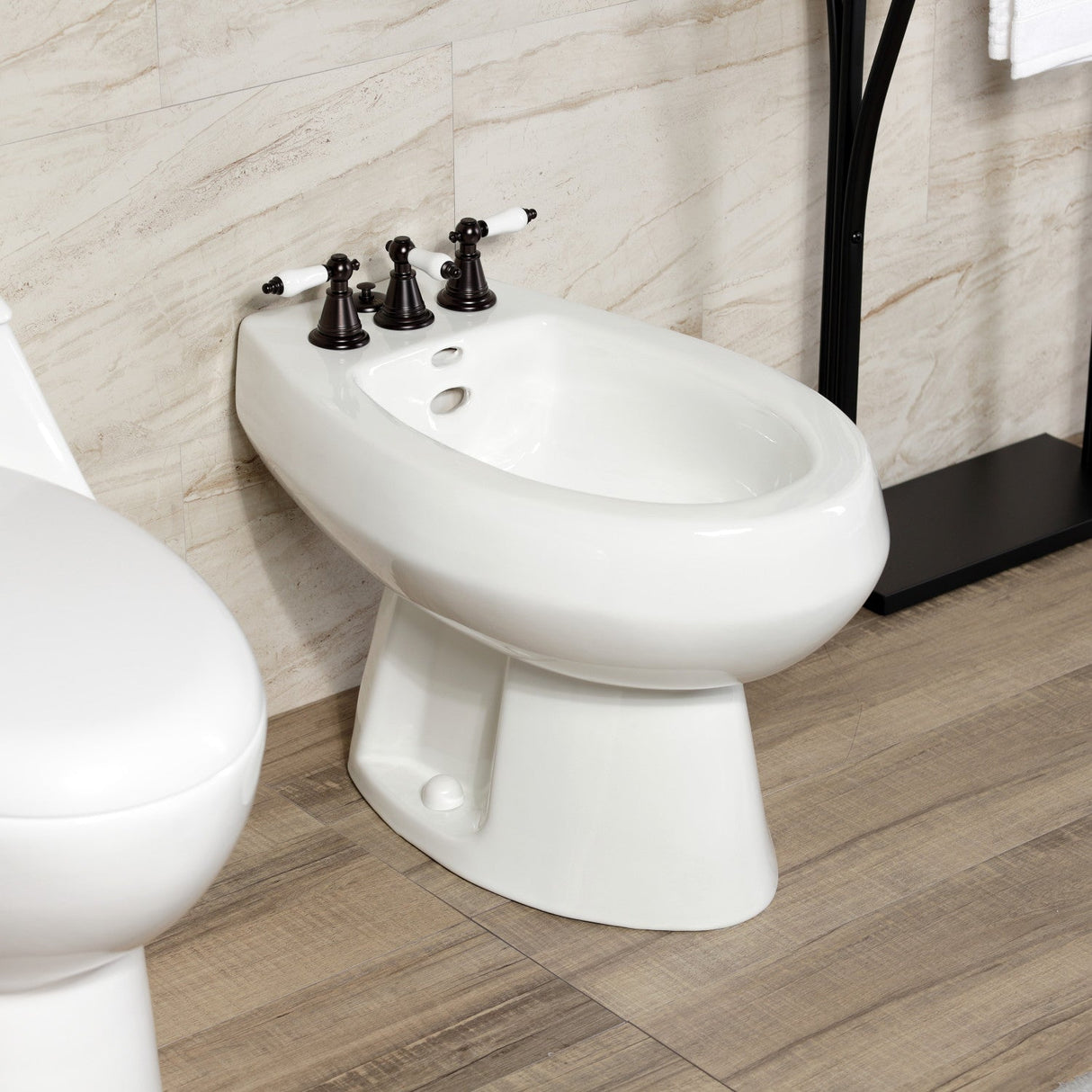 Victorian KB325PL Three-Handle Vertical Spray Bidet Faucet with Brass Pop-Up, Oil Rubbed Bronze