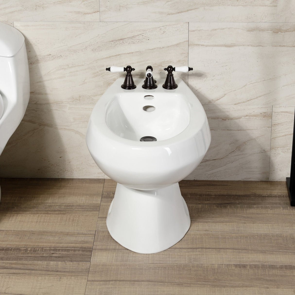 Victorian KB325PL Three-Handle Vertical Spray Bidet Faucet with Brass Pop-Up, Oil Rubbed Bronze