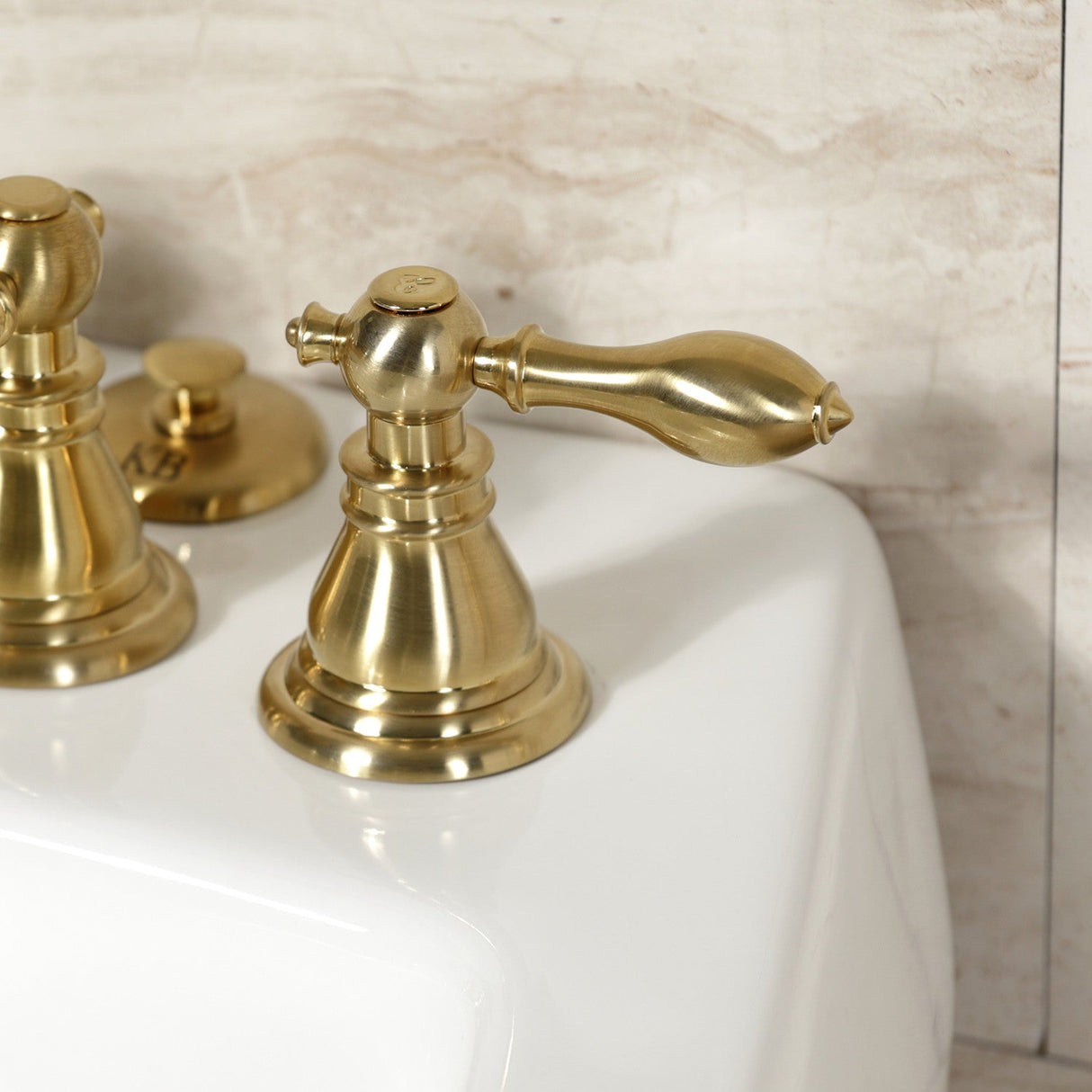 American Classic KB327ACL Three-Handle Vertical Spray Bidet Faucet with Brass Pop-Up, Brushed Brass