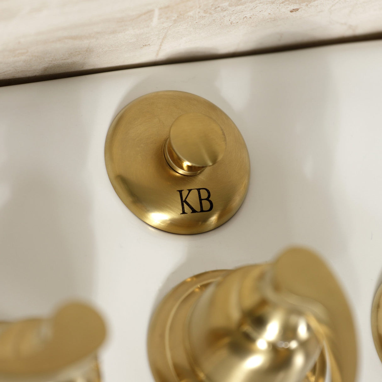 NuWave French KB327NFL Three-Handle Vertical Spray Bidet Faucet with Brass Pop-Up, Brushed Brass