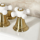 Victorian KB327PX Three-Handle Vertical Spray Bidet Faucet with Brass Pop-Up, Brushed Brass