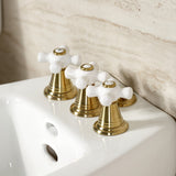 Victorian KB327PX Three-Handle Vertical Spray Bidet Faucet with Brass Pop-Up, Brushed Brass