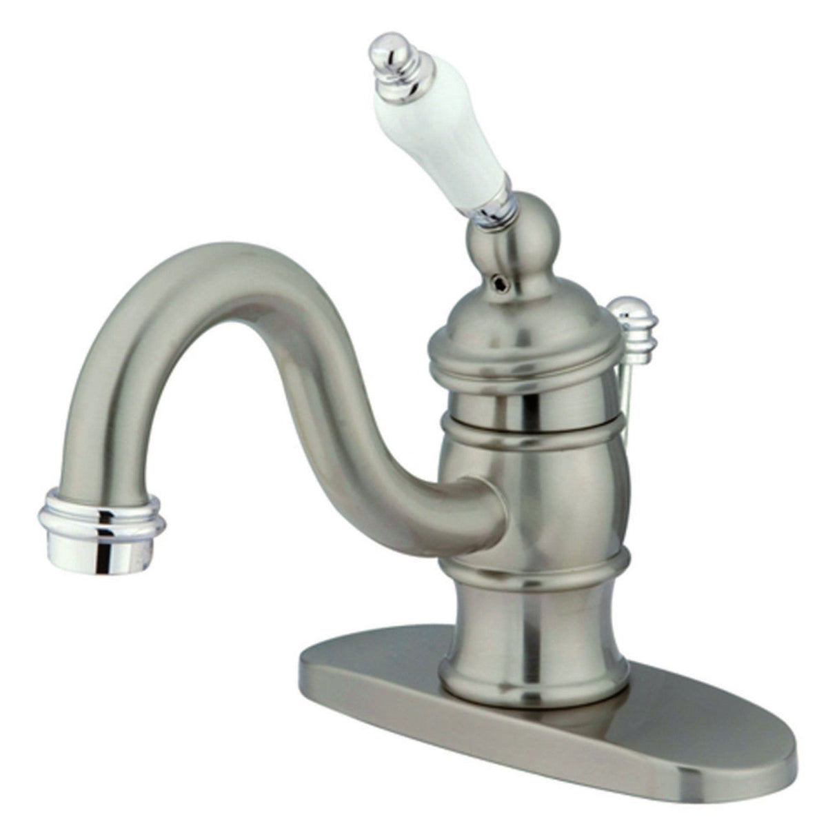 Victorian KB3407PL Single-Handle 1-Hole Deck Mount Bathroom Faucet with Plastic Pop-Up, Brushed Nickel/Polished Chrome