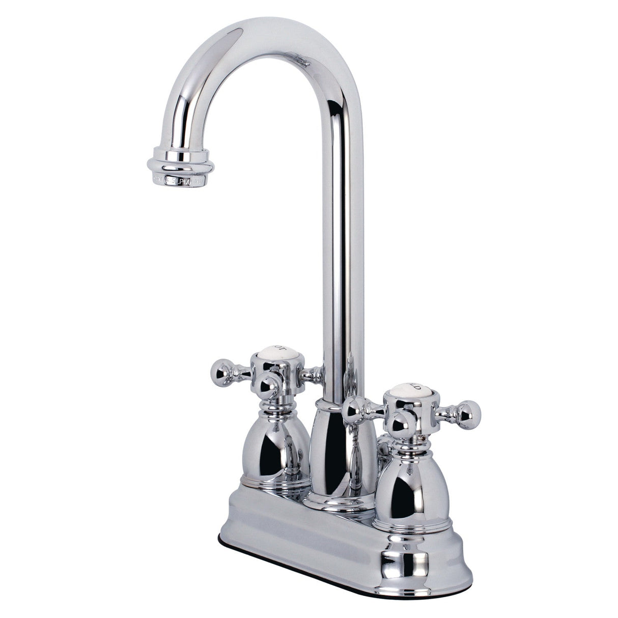 KB3611BX Two-Handle 3-Hole Deck Mount 4" Centerset Bathroom Faucet with Plastic Pop-Up, Polished Chrome